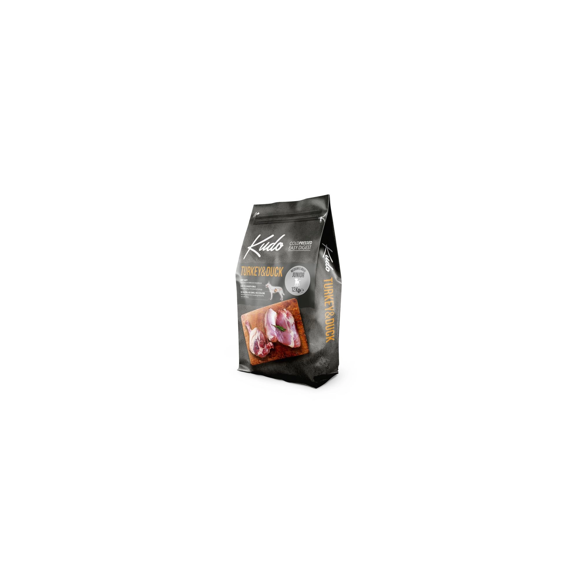 Kudo Low Grain Junior Turkey/Duck Medium/Maxi száraz kutyatáp pulyka, kacsa 12+3kg