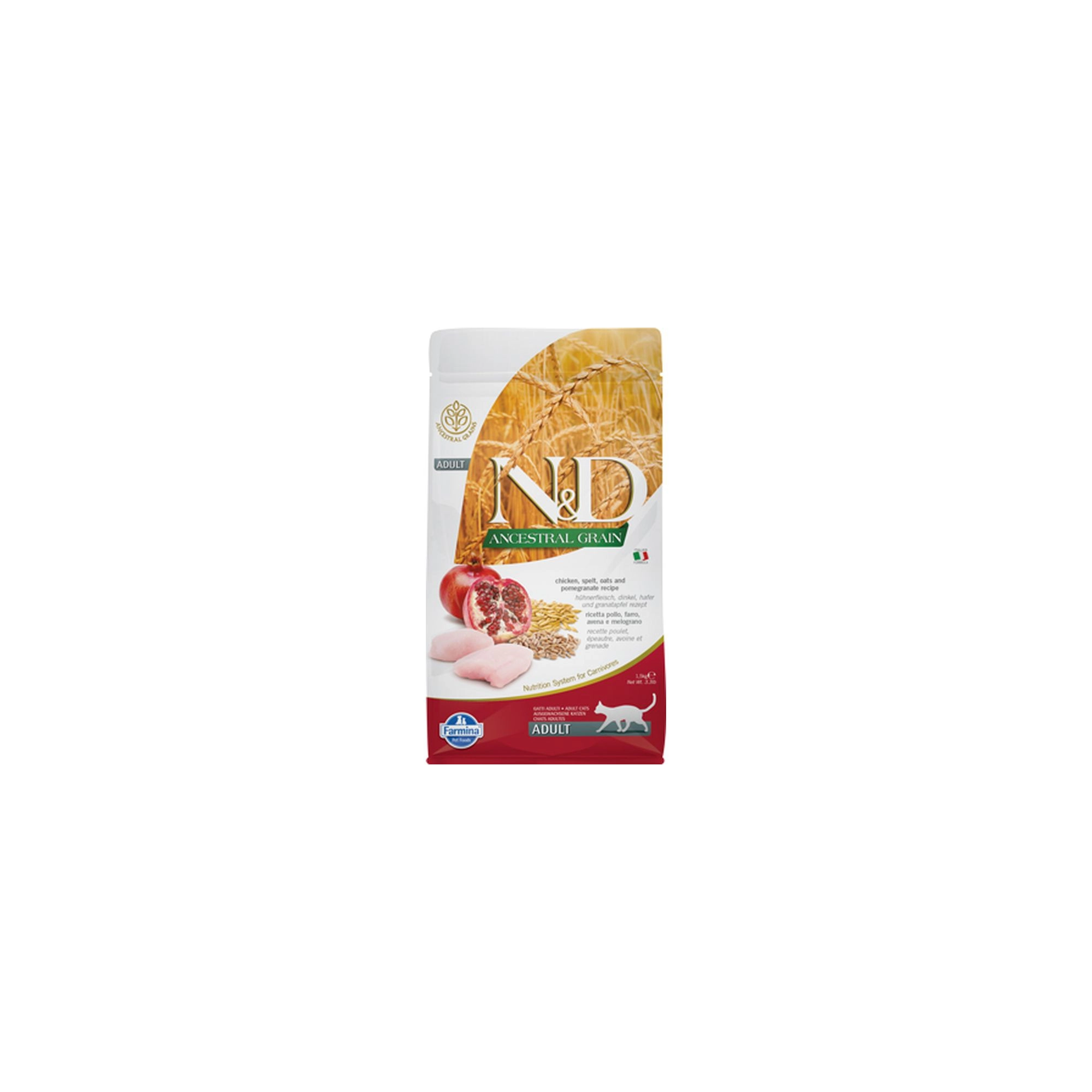 N&D Cat Ancestral Grain csirke, tönköly, zab & gránátalma adult 1,5kg