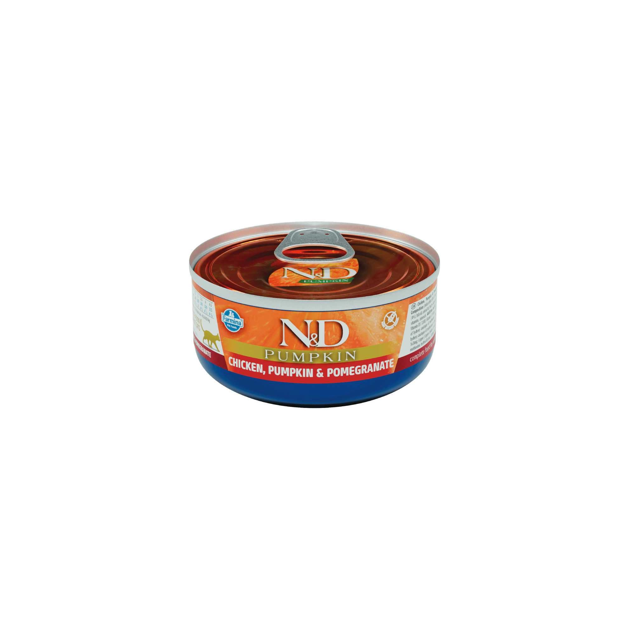 N&D Cat konzerv csirke, sütőtök & gránátalma 70g