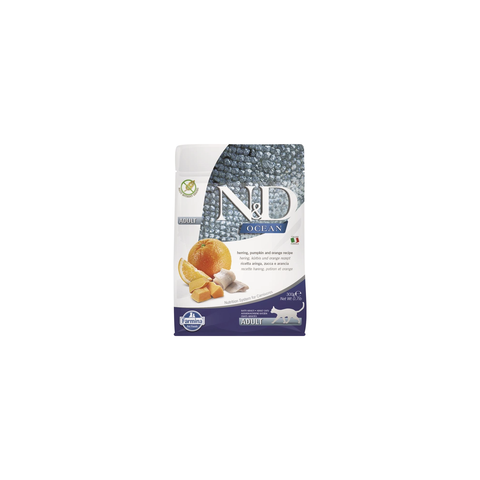 N&D Cat Ocean hering, sütőtök, narancs adult 300g
