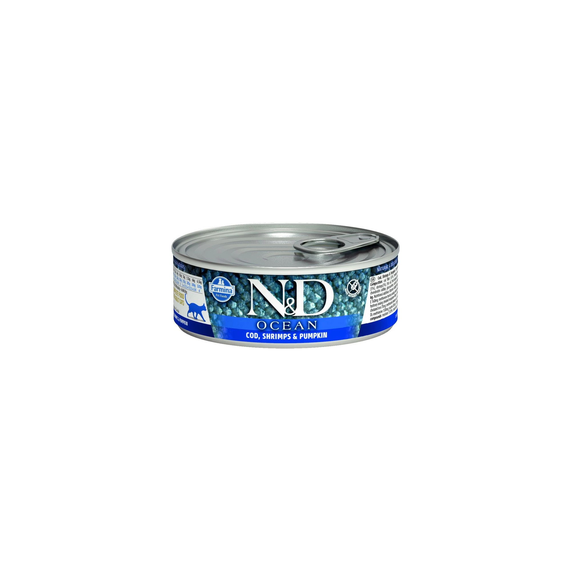 N&D Cat Ocean konzerv tőkehal&garnélarák sütőtökkel 70g