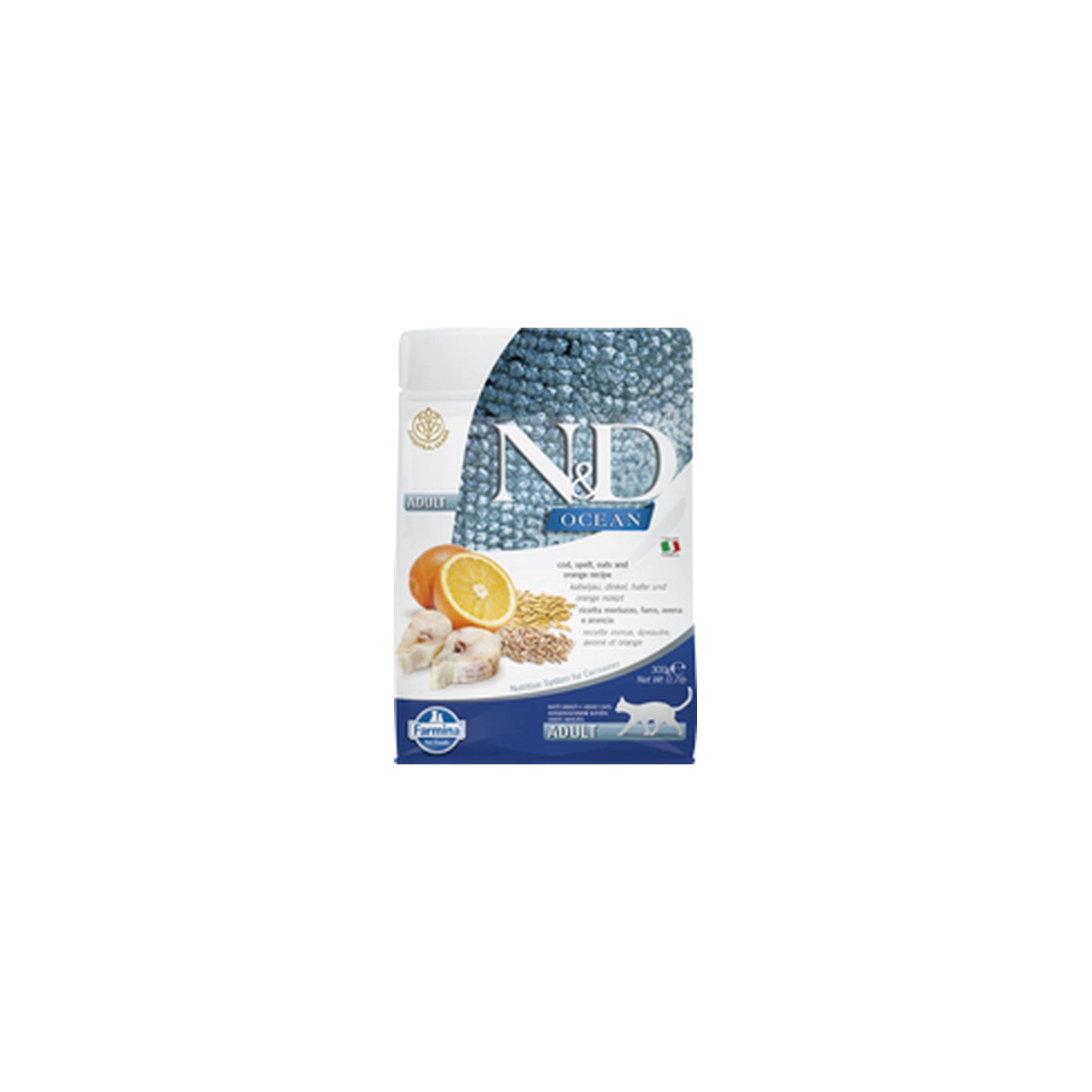N&D Cat Ocean tőkehal, tönköly, zab & narancs adult 300g