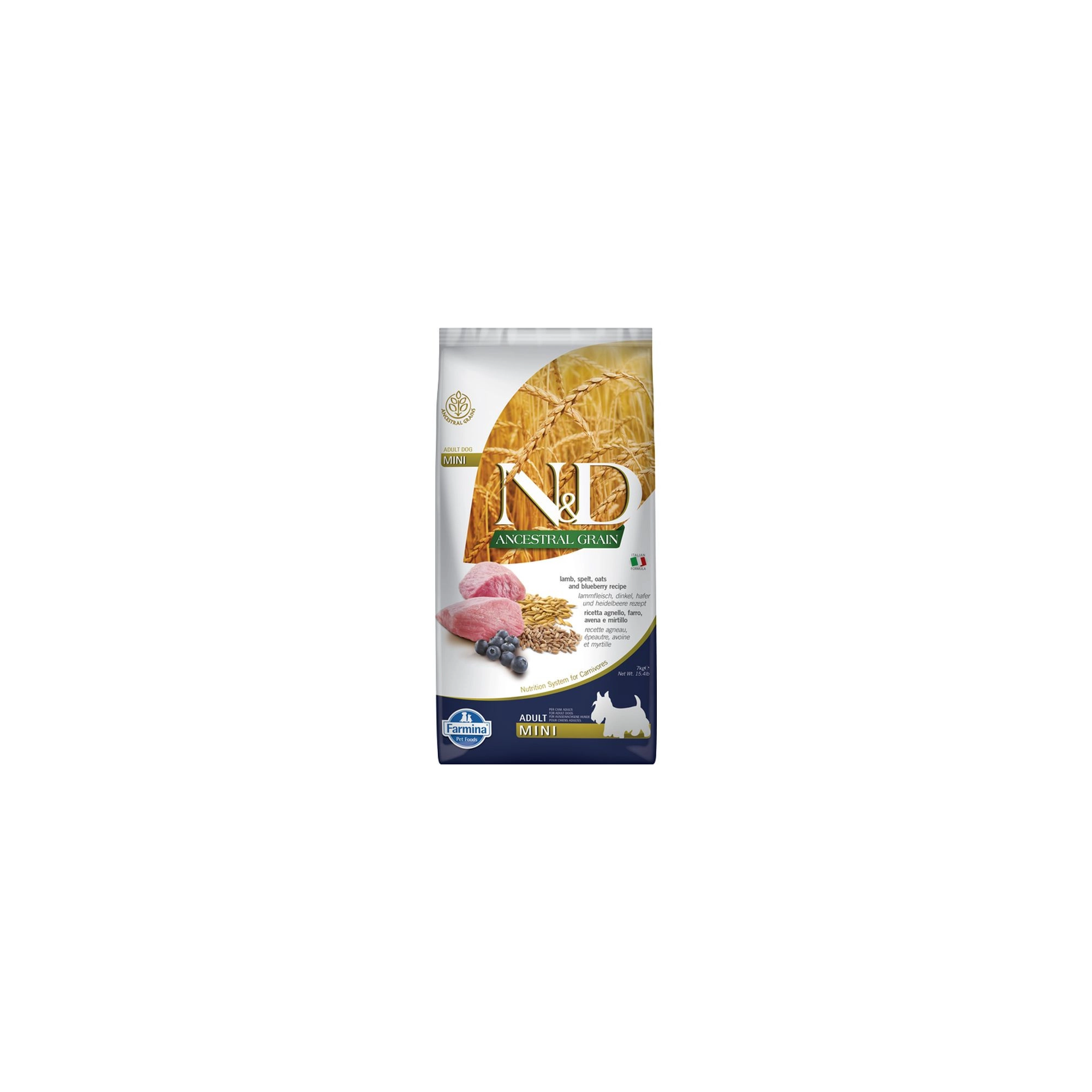 -N&D Ancestral Grain Dog bárány,tönköly,zab&áfonya adult mini 7kg