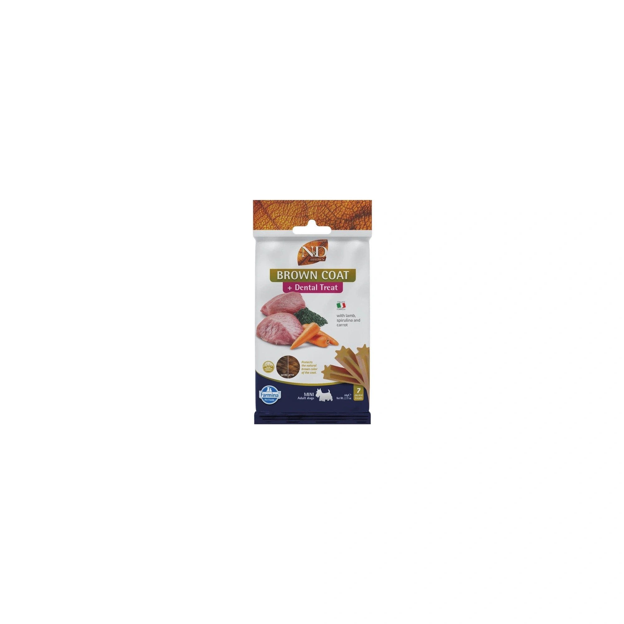 N&D Brown Dog Jutalomfalat Lamb,potato,carrot&spirulina Adult Mini 60g