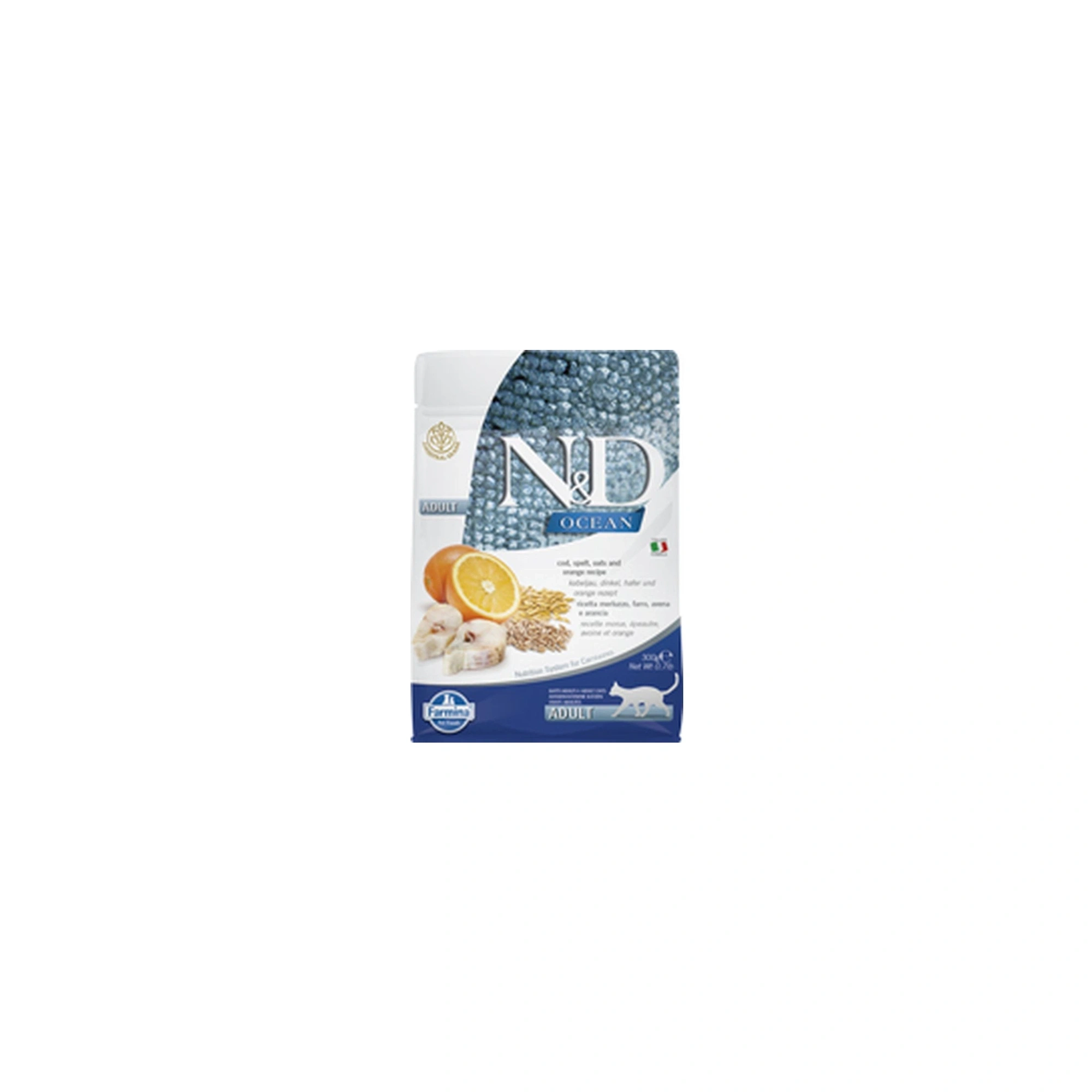 N&D Cat Ocean tőkehal, tönköly, zab & narancs adult 300g