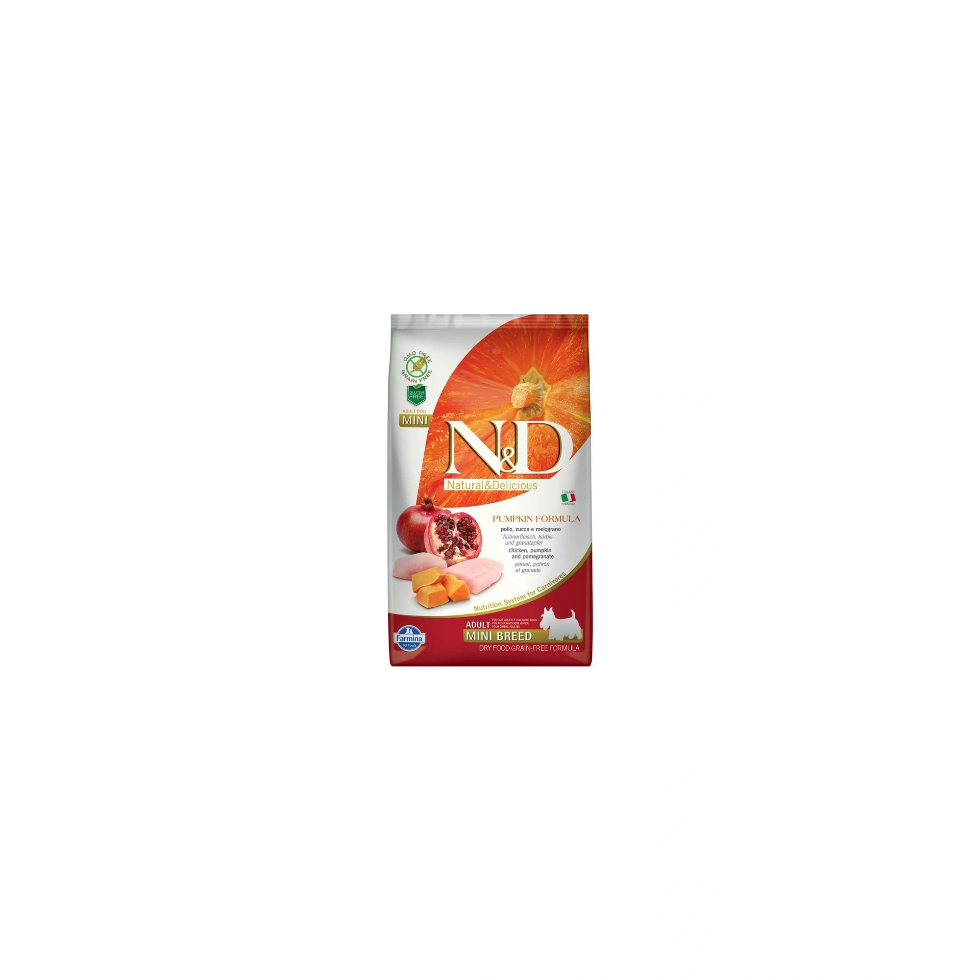 N&D Dog Grain Free csirke & gránátalma sütőtökkel adult mini 2,5kg