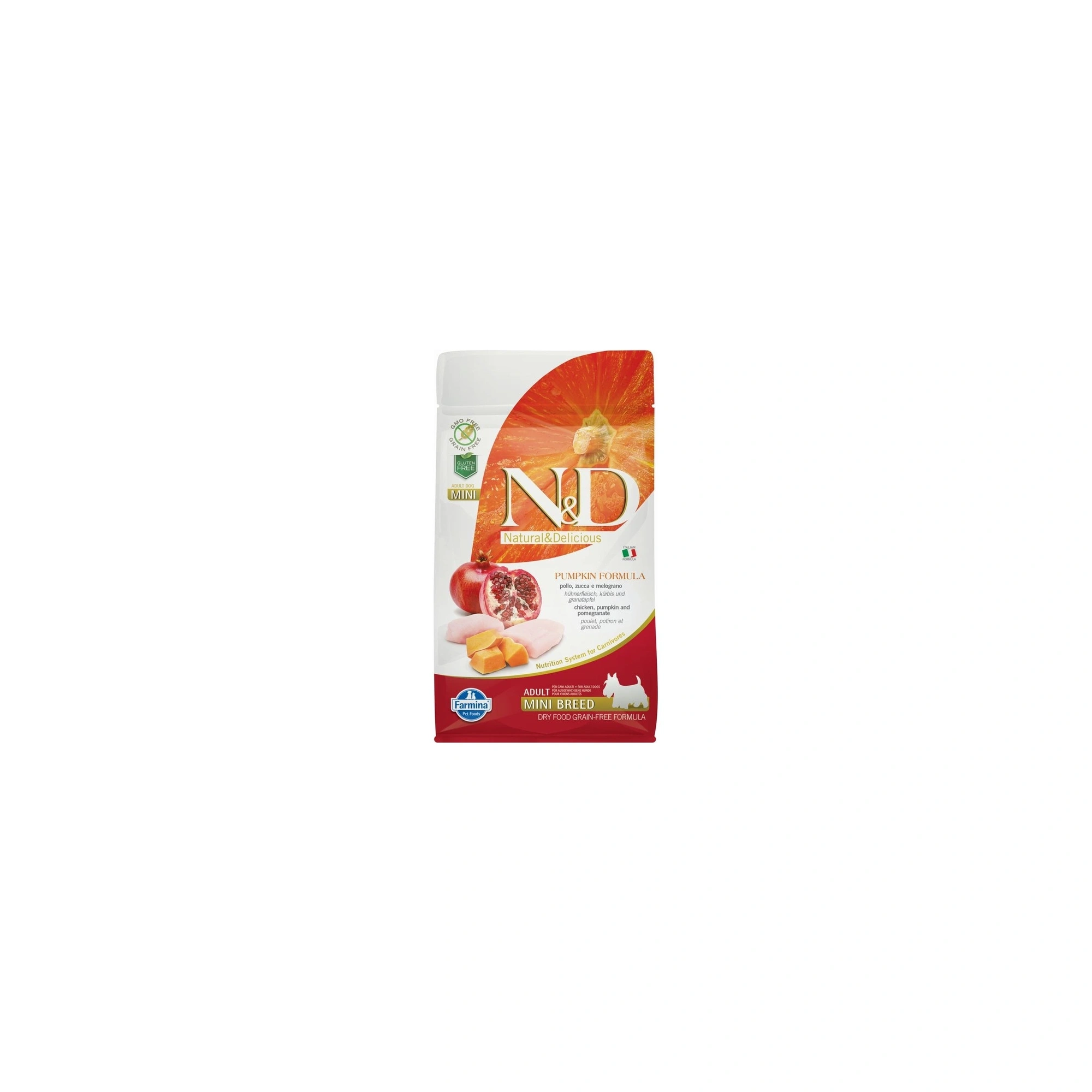 N&D Dog Grain Free csirke & gránátalma sütőtökkel adult mini 800g