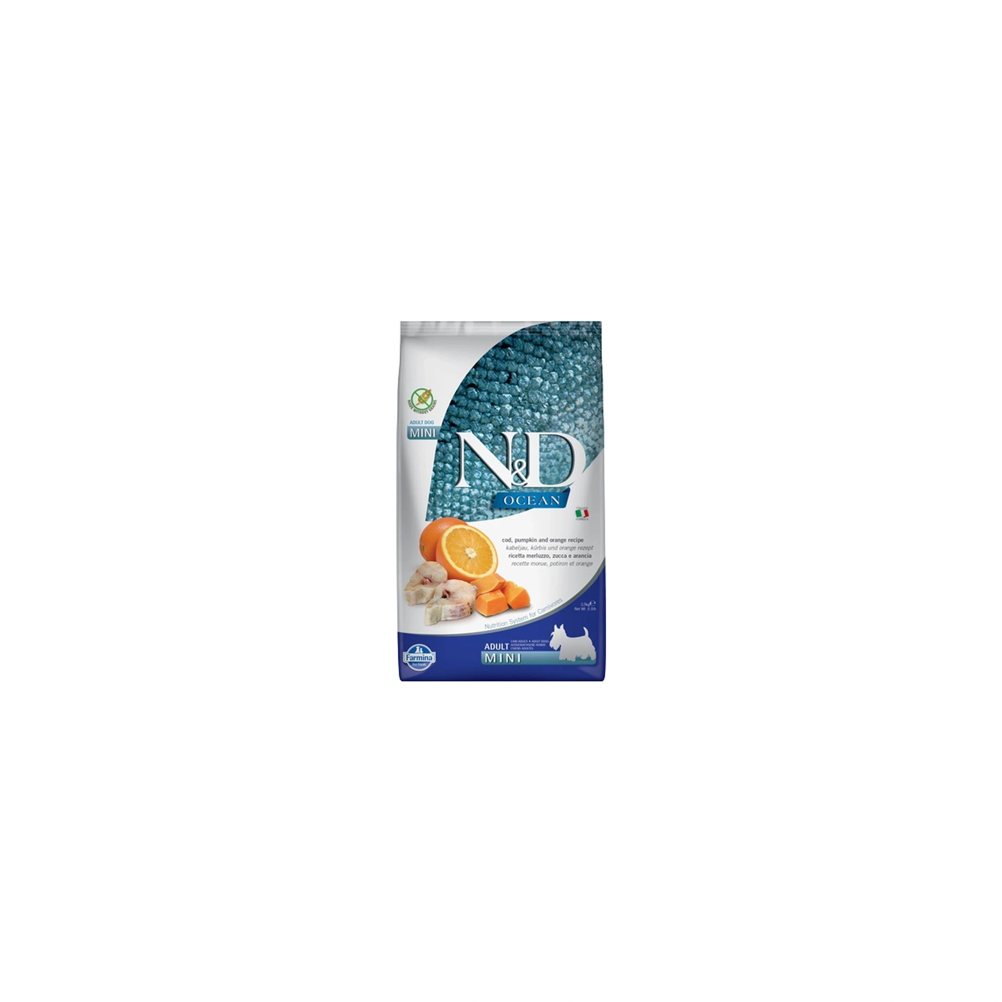 N&D Dog Ocean tőkehal, sütőtök & narancs adult mini 2,5kg