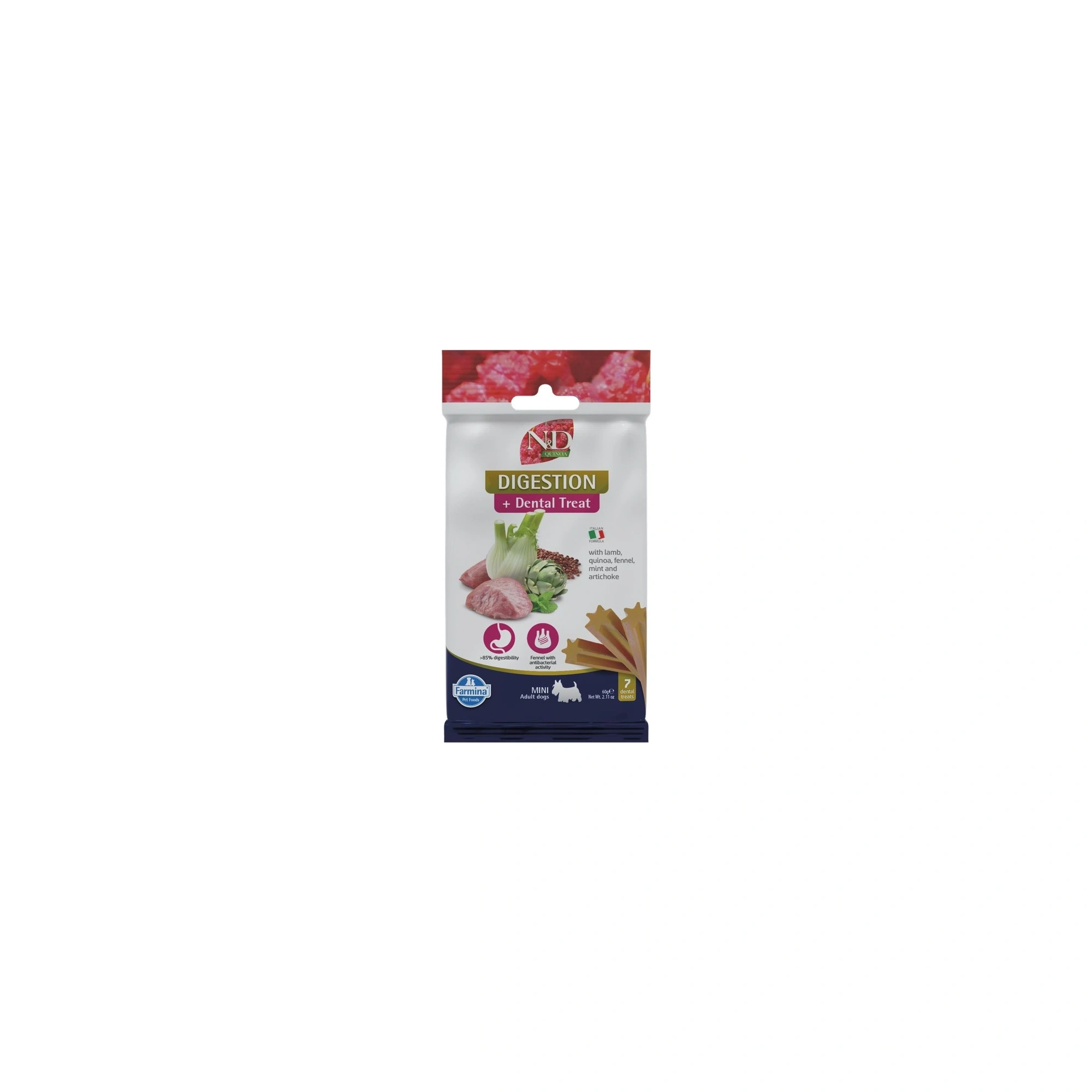 N&D Quinoa Dog Jutalomfalat Digestion Lamb Adult Mini 60g
