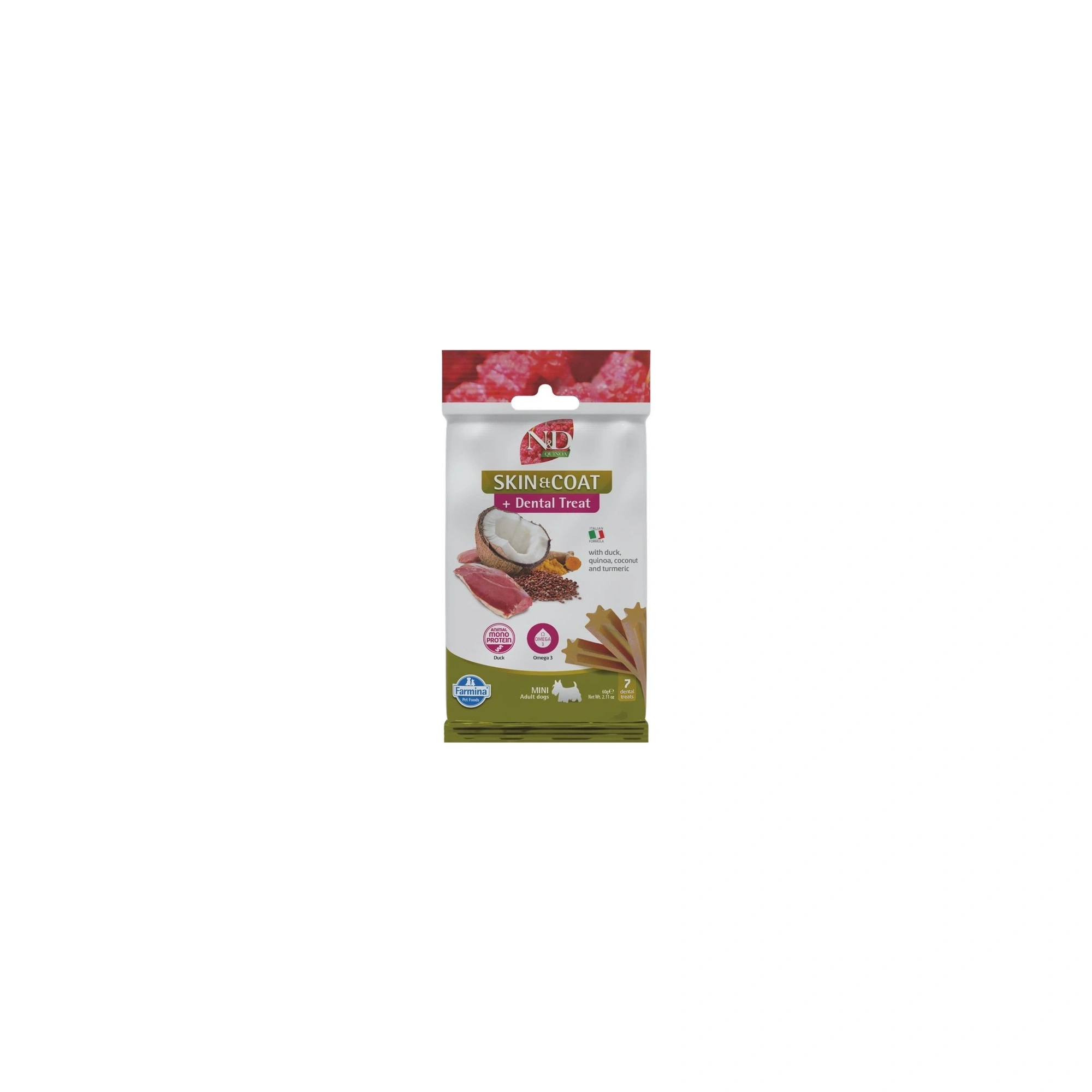 N&D Quinoa Dog Jutalomfalat Skin&coat Duck Adult Mini 60g
