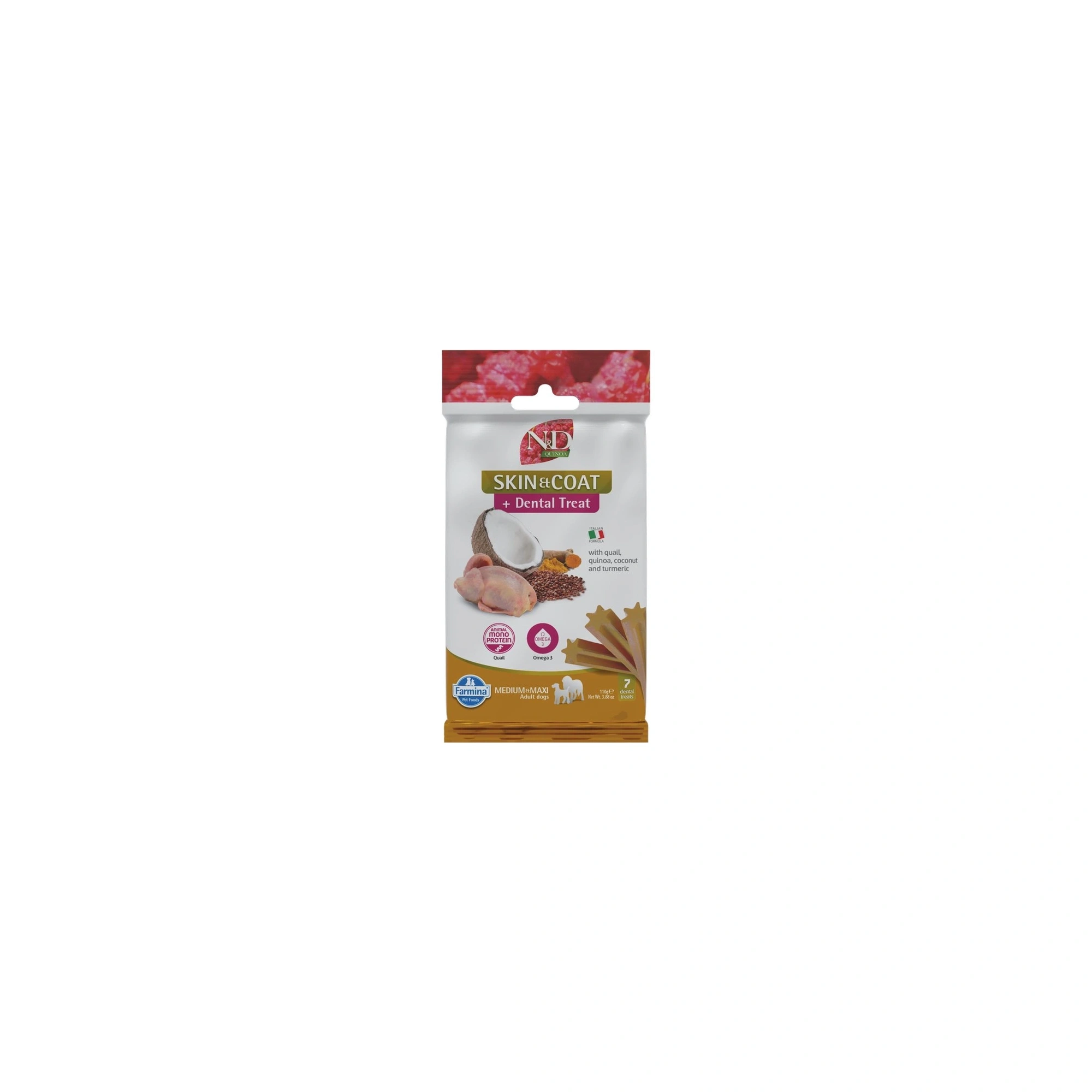 N&D Quinoa Dog Jutalomfalat Skin&coat Quail Adult Med&Max 100g