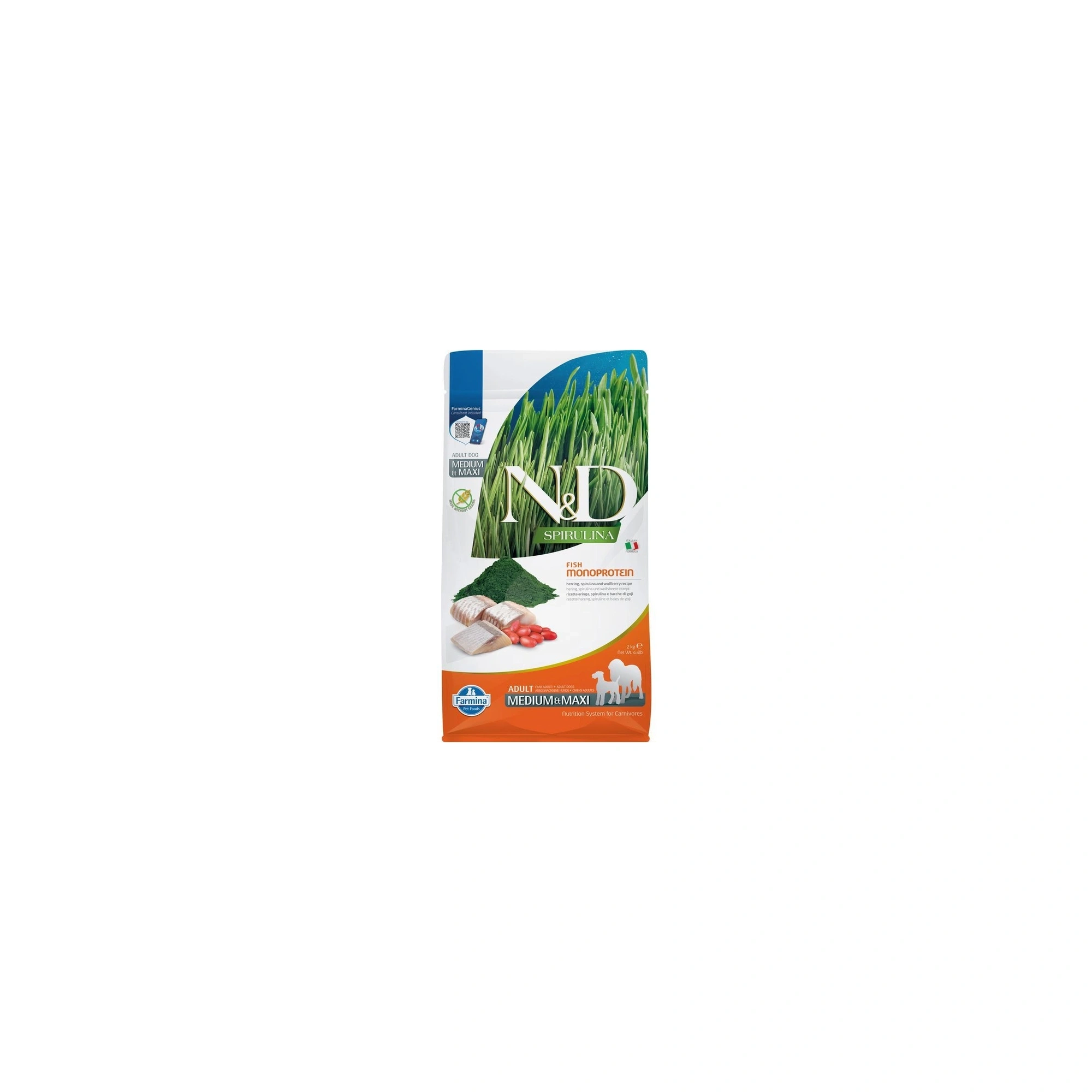 N&D Spirulina Dog hering adult medium/maxi 2kg