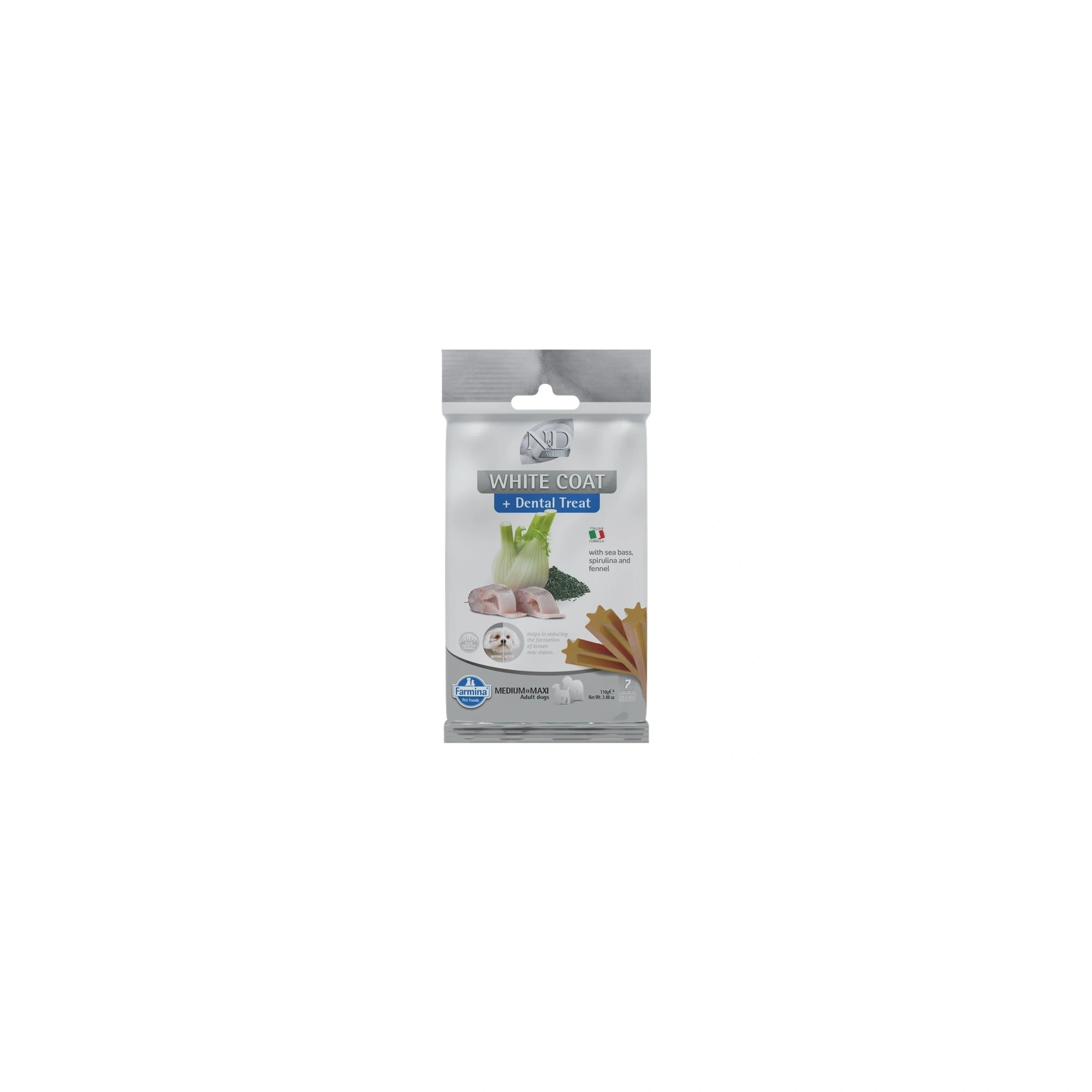 N&D White Dog Dental Jutalomfalat Sea bass,fennel,rice&spirulina Adult Med&Max 100g