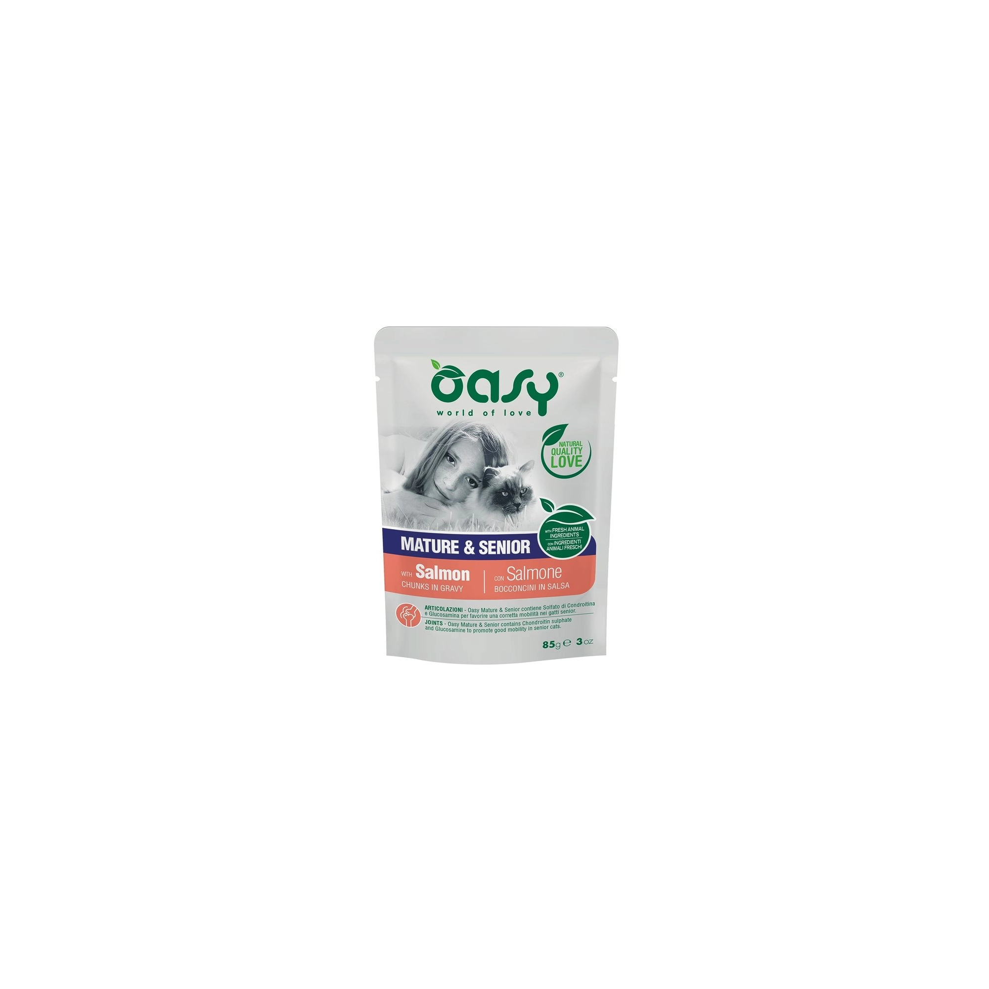 Oasy Cat Alutasakos Chunks in Gravy Mature & Senior Salmon 85g