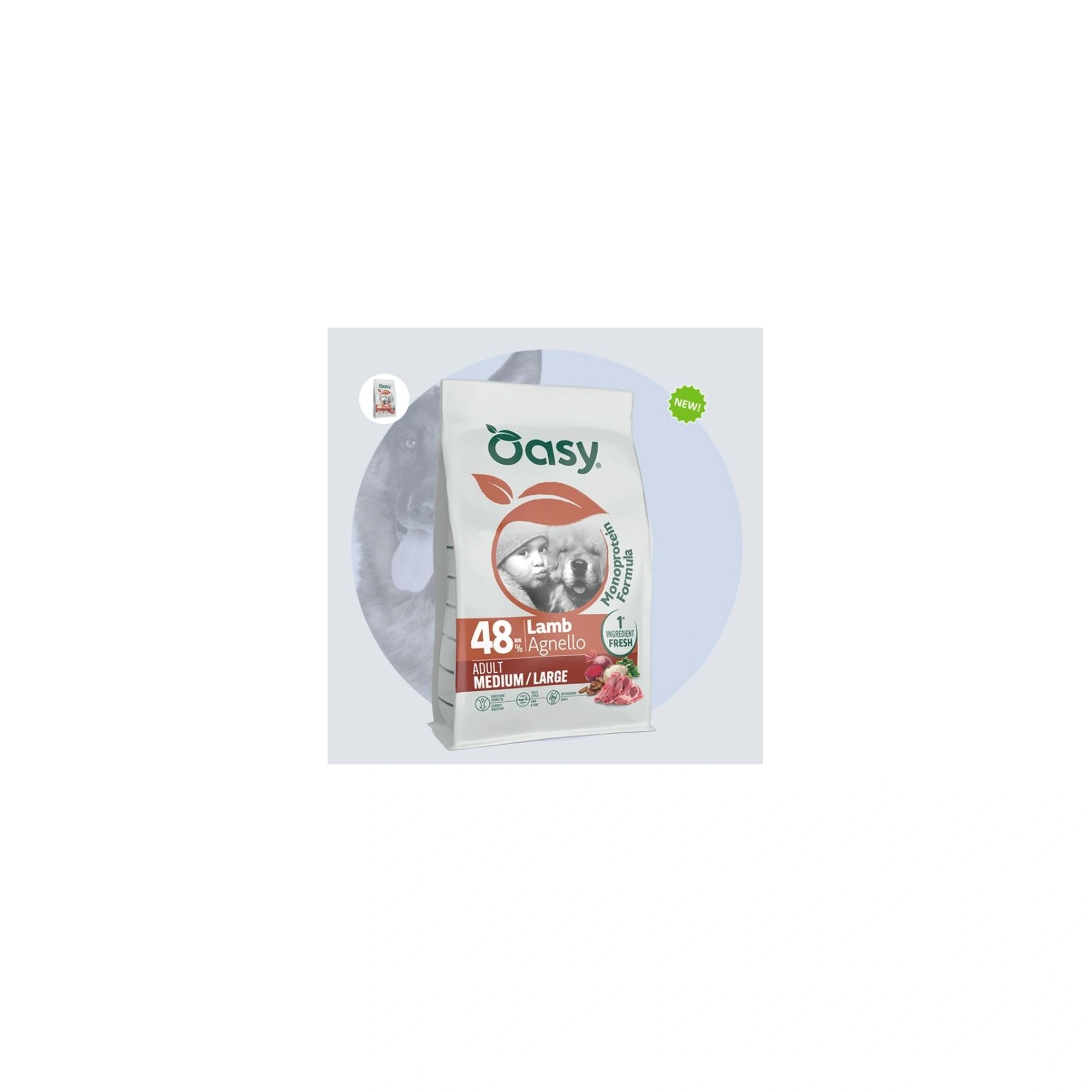 Oasy Dog Monoprotein Adult Medium/Large Lamb 2kg