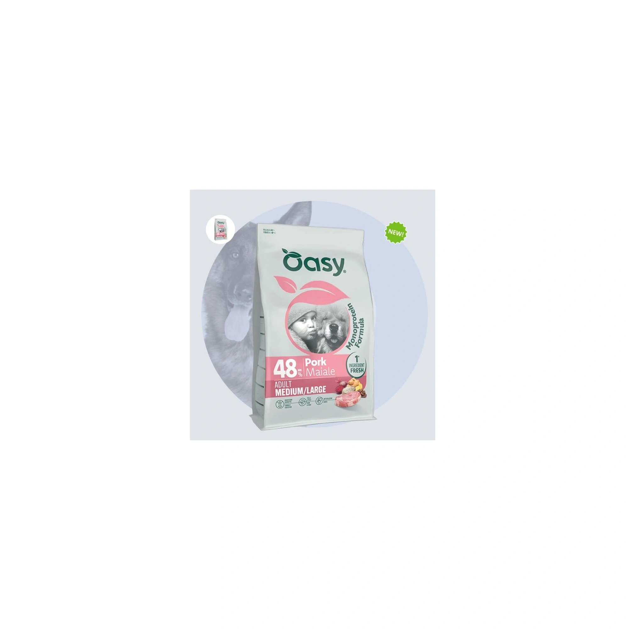 Oasy Dog Monoprotein Adult Medium/Large Pork 2kg