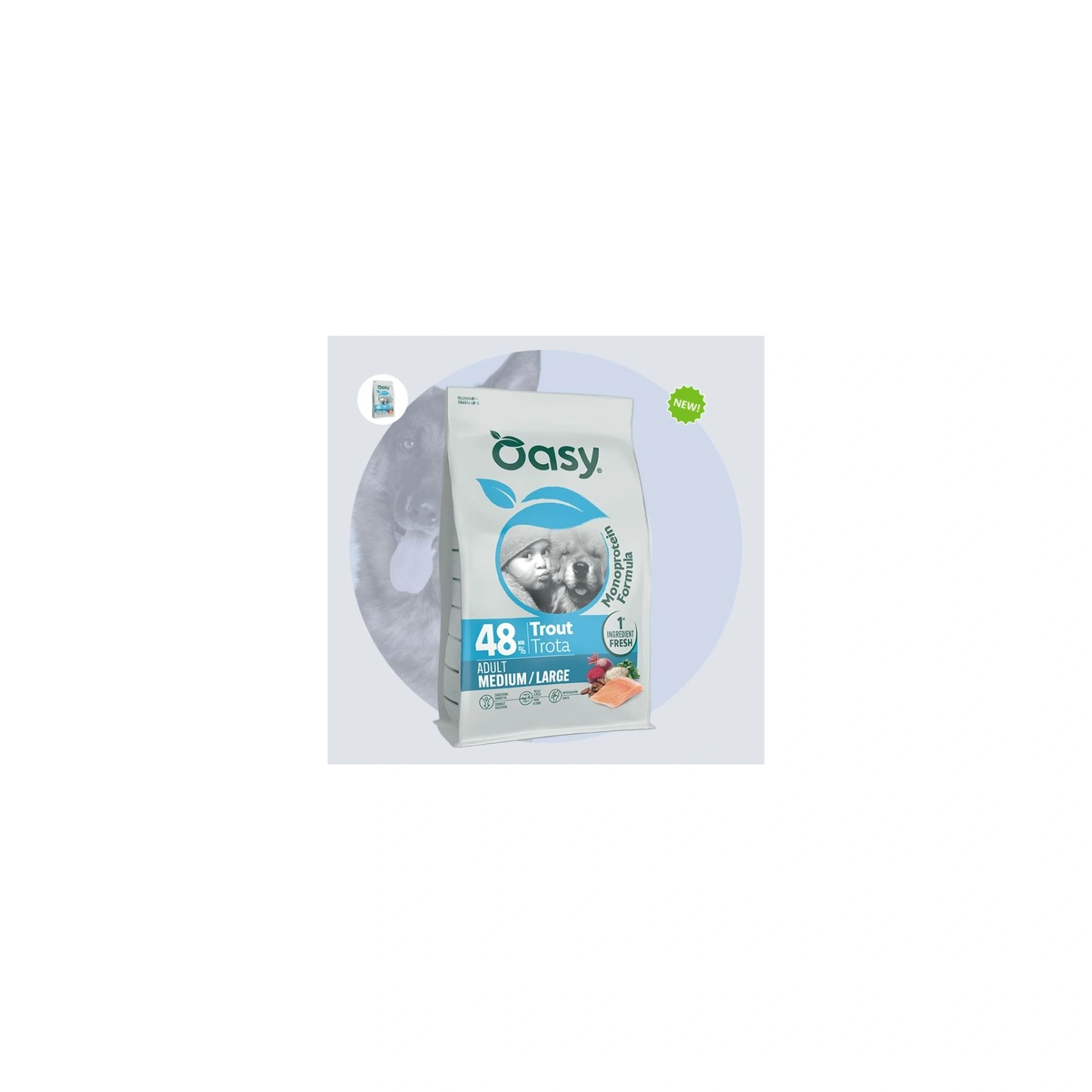 Oasy Dog Monoprotein Adult Medium/Large Trout 2kg
