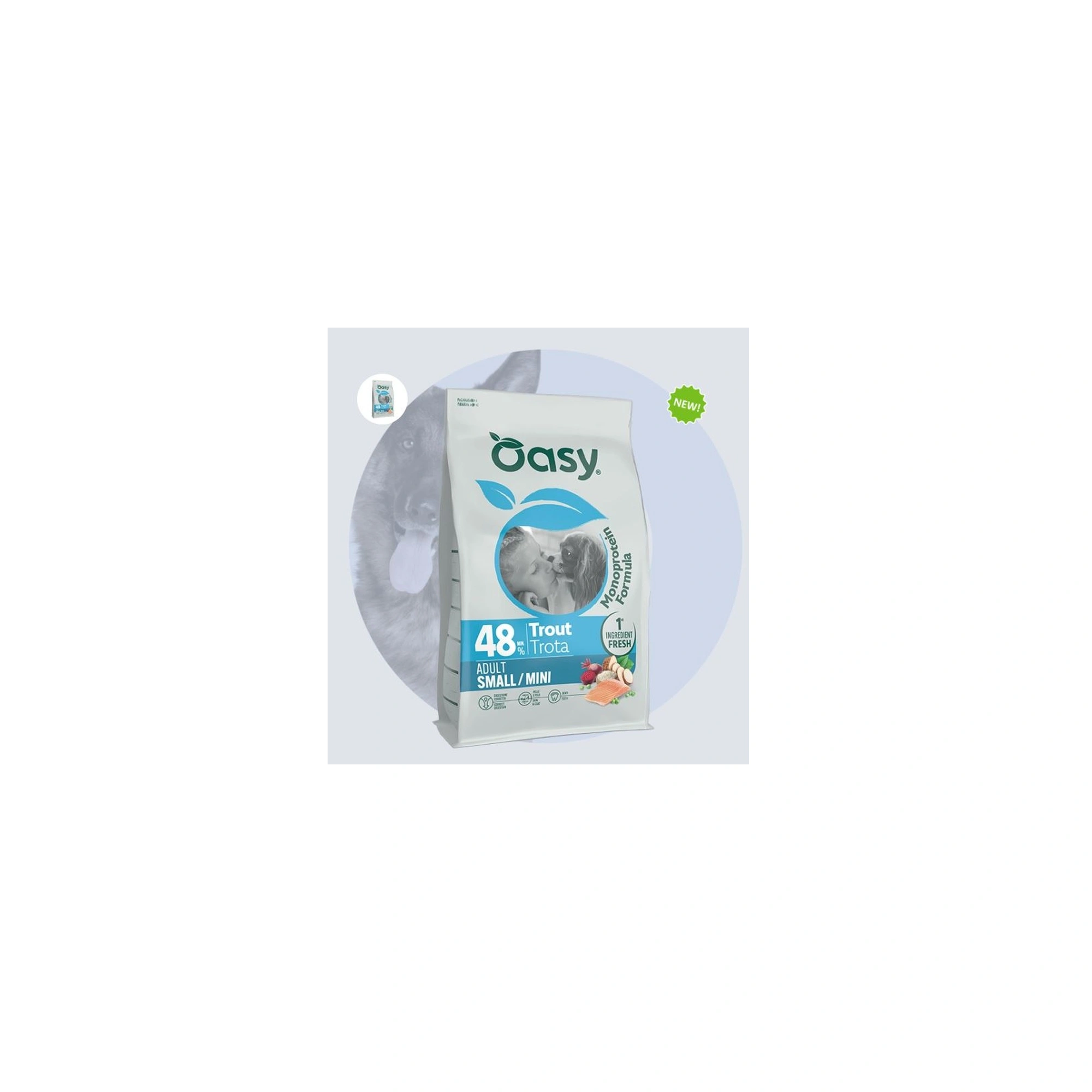 Oasy Dog Monoprotein Adult Small/Mini Trout 800g