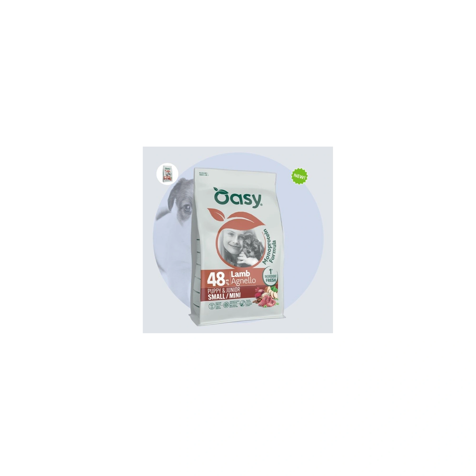 Oasy Dog Monoprotein Puppy&Junior Small/Mini Lamb 800g