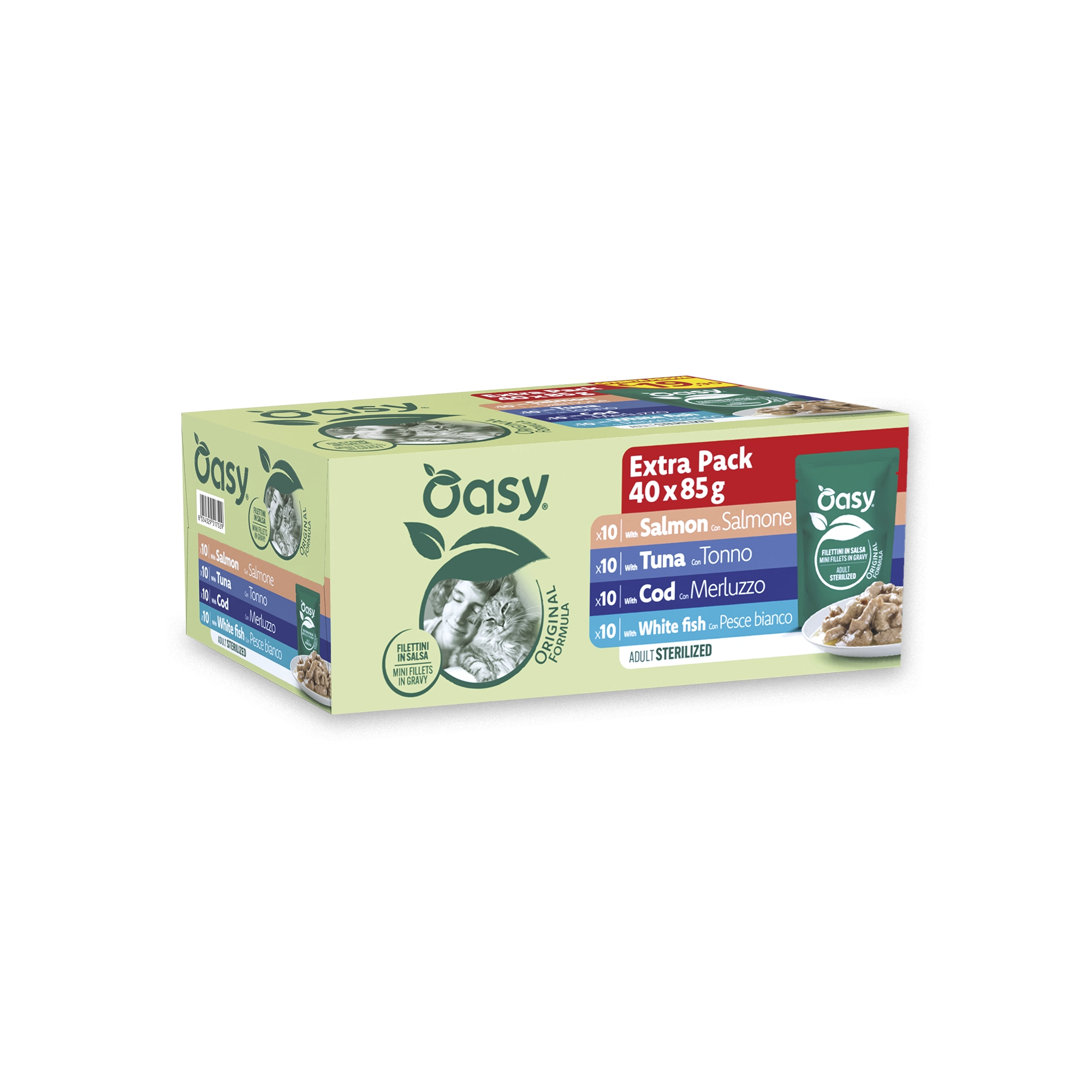 Oasy Wet Cat Original - Alutasak Multipack Adult Sterilized Fish 40x85g