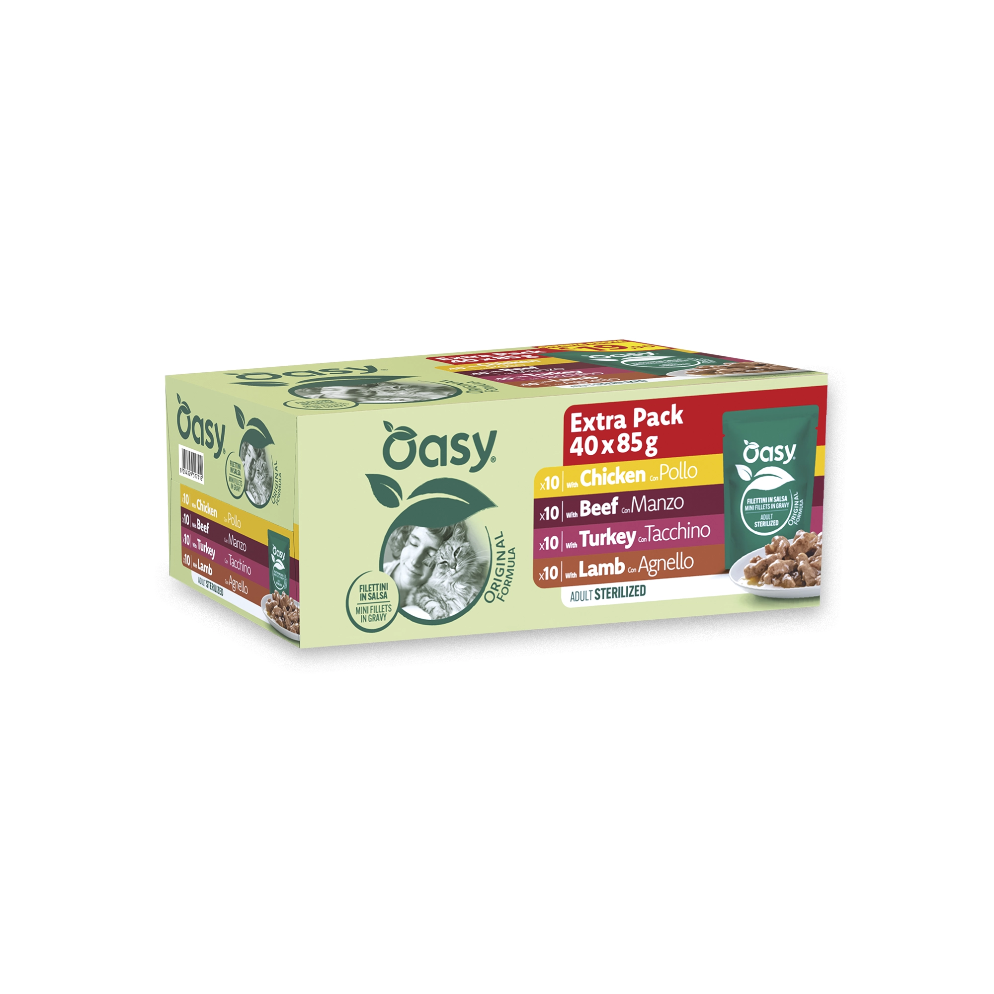 Oasy Wet Cat Original - Alutasak Multipack Adult Sterilized Meat 40x85g