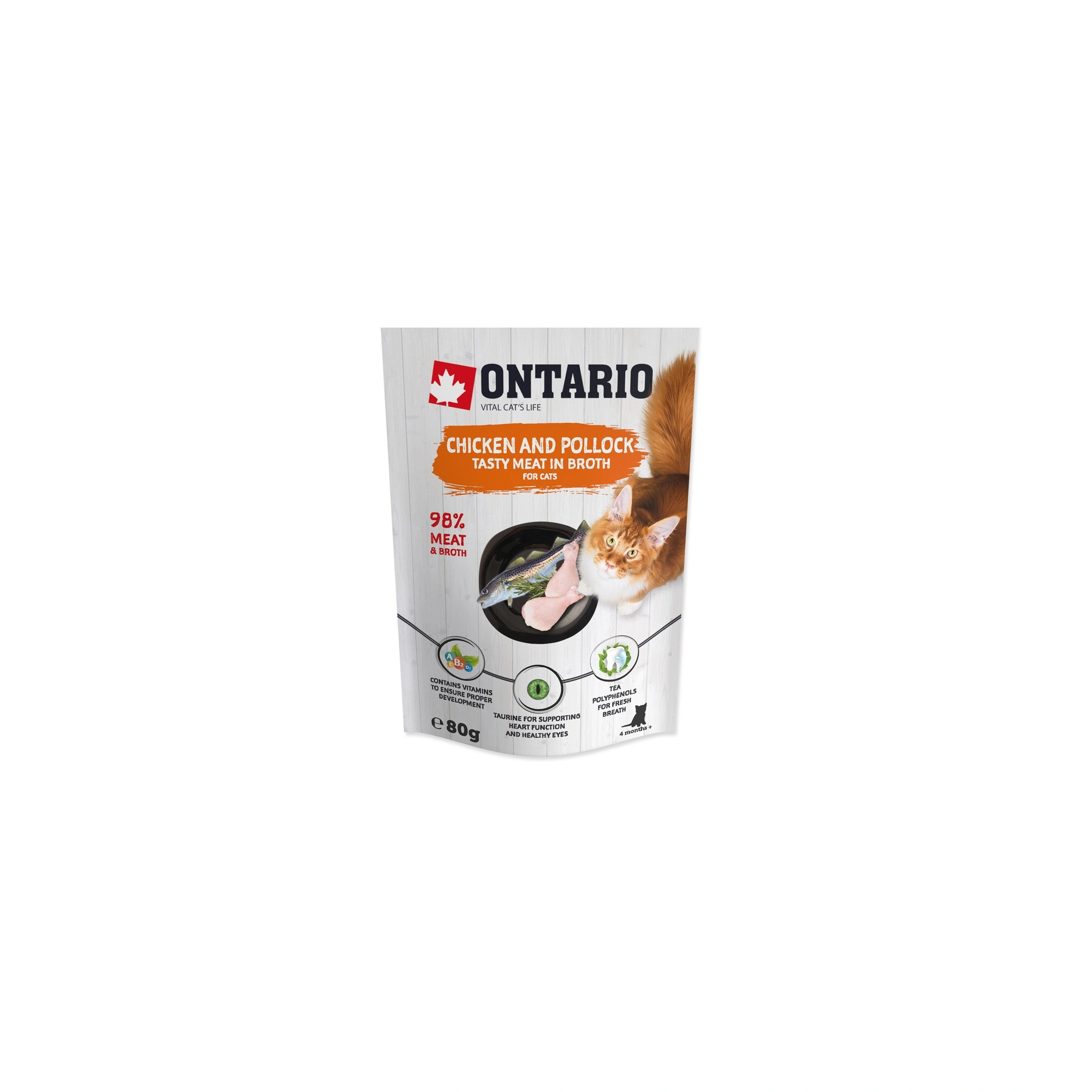 Ontario Cat Alutasak Csirke és Tőkehal, Húslevesben 80g