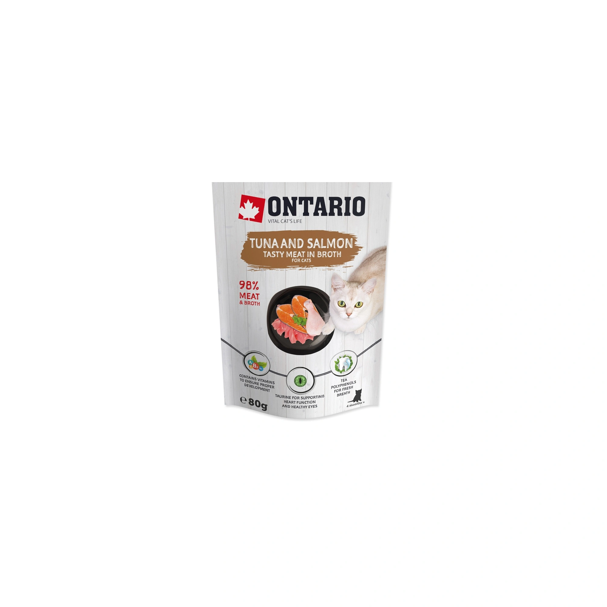 Ontario Cat Alutasak Tonhal és Lazac, Húslevesben 80g