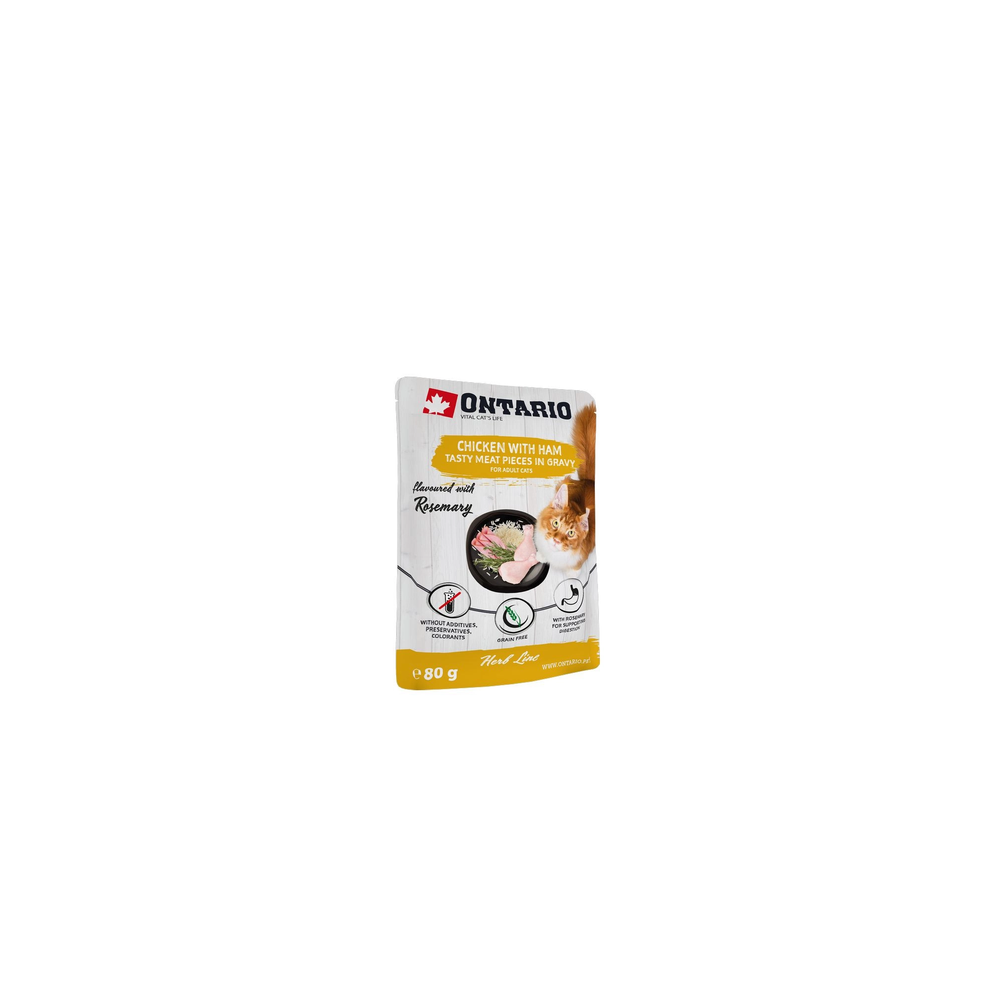 Ontario Herb Cat Alutasak Csirke&Sonka,Rizs,Rozmaring 80g