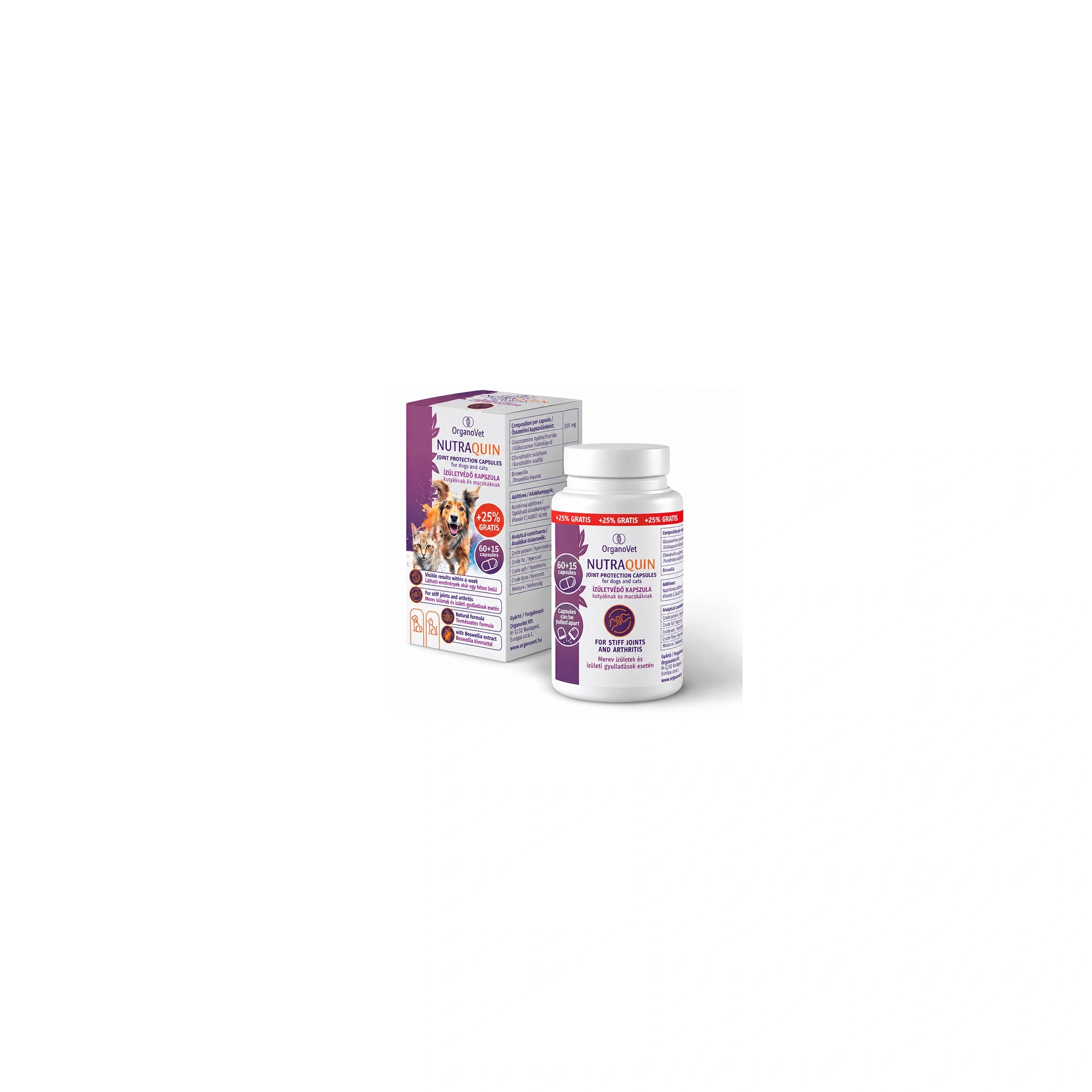 OrganoVet NutraQuin 60x + 15 grátisz