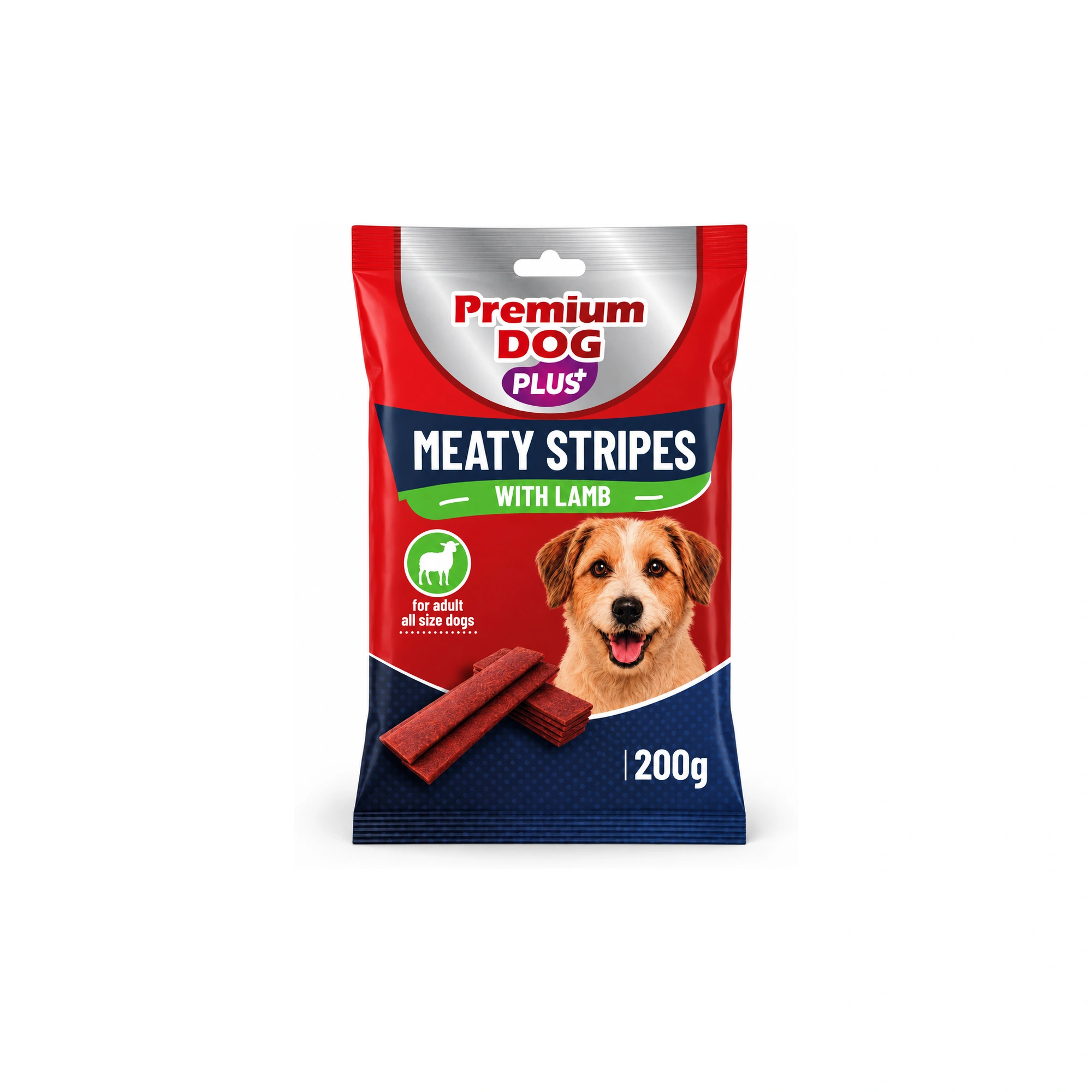 Premium Dog Plus Jutalomfalat Meaty Stripe Lamb 200g