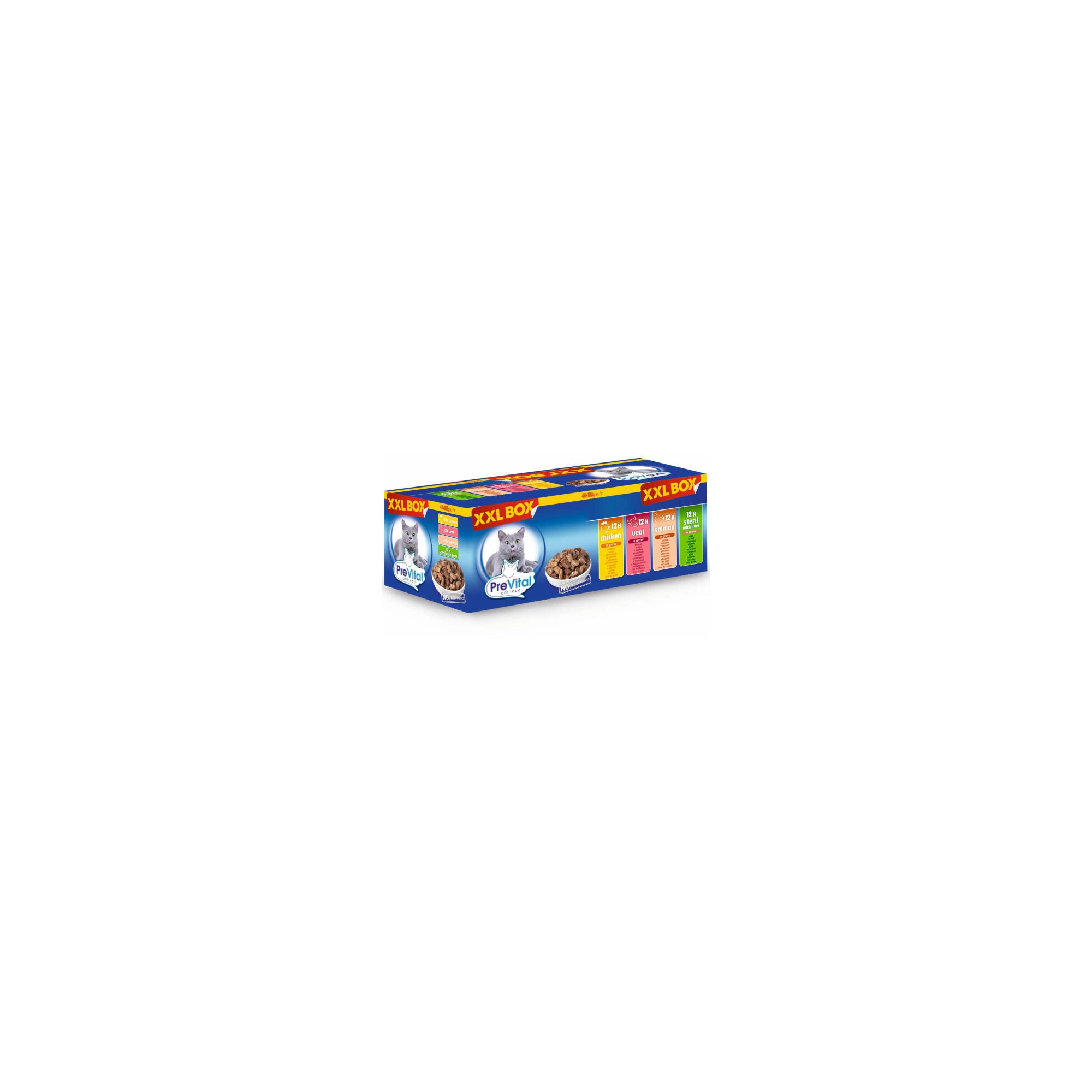 Prevital alutasakos macskaeledel giga box 48x100gr Multipack
