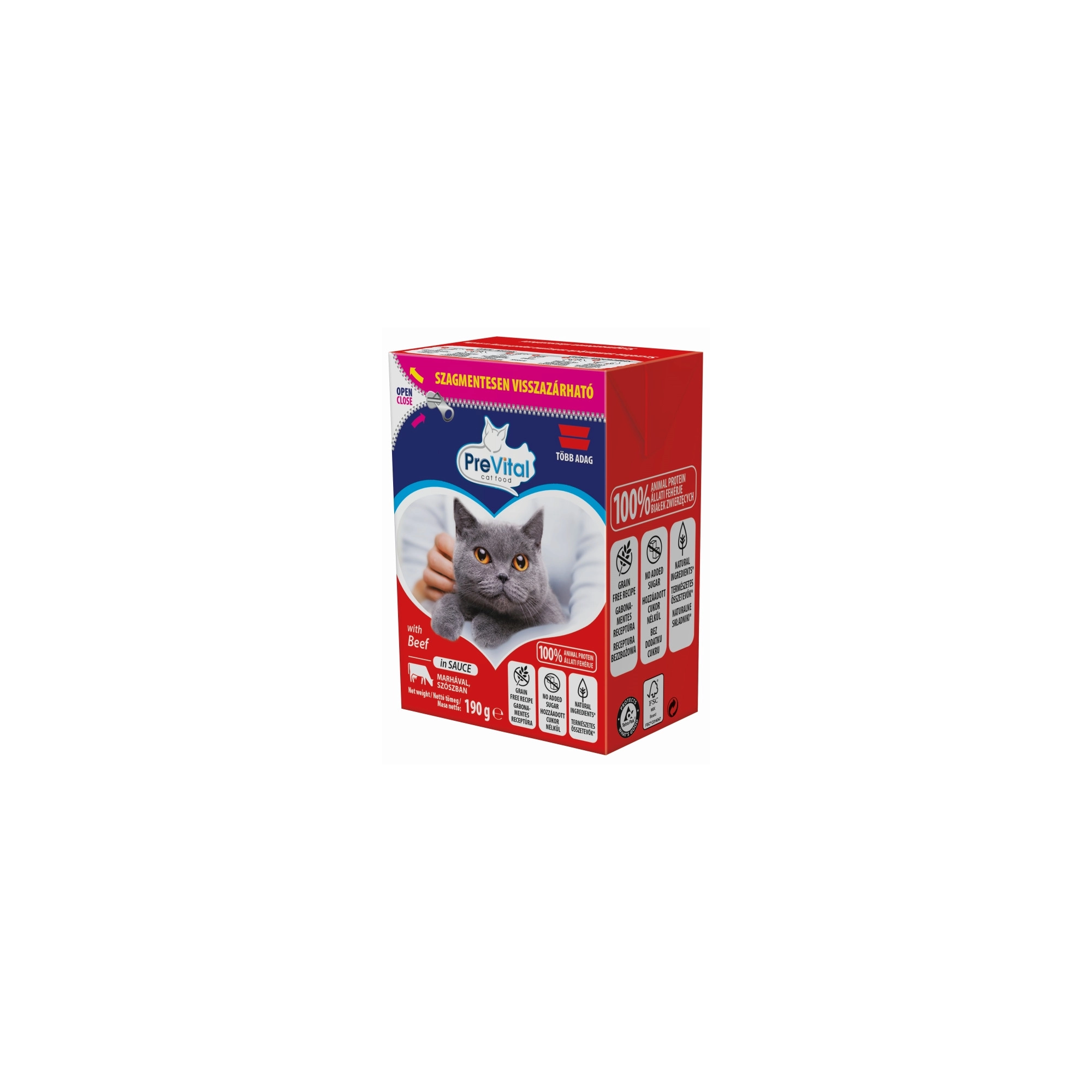 Prevital Tetra Pack nedves macska eledel marha 190gr