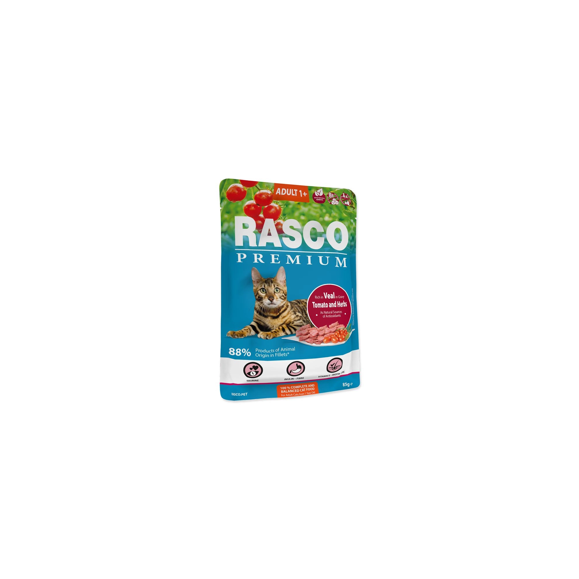 Rasco Premium Cat Alutasak Adult Borjú&Zöldfűszer 85g