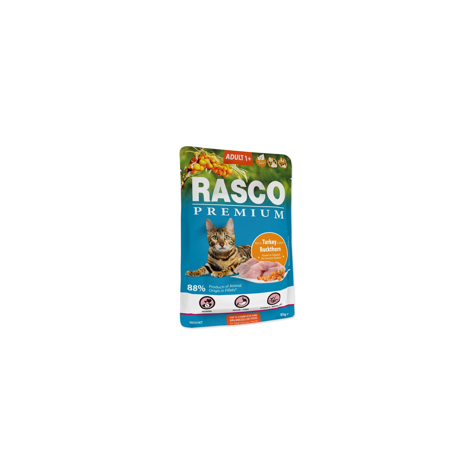 Rasco Premium Cat Alutasak Adult Pulyka&Homoktövis 85g