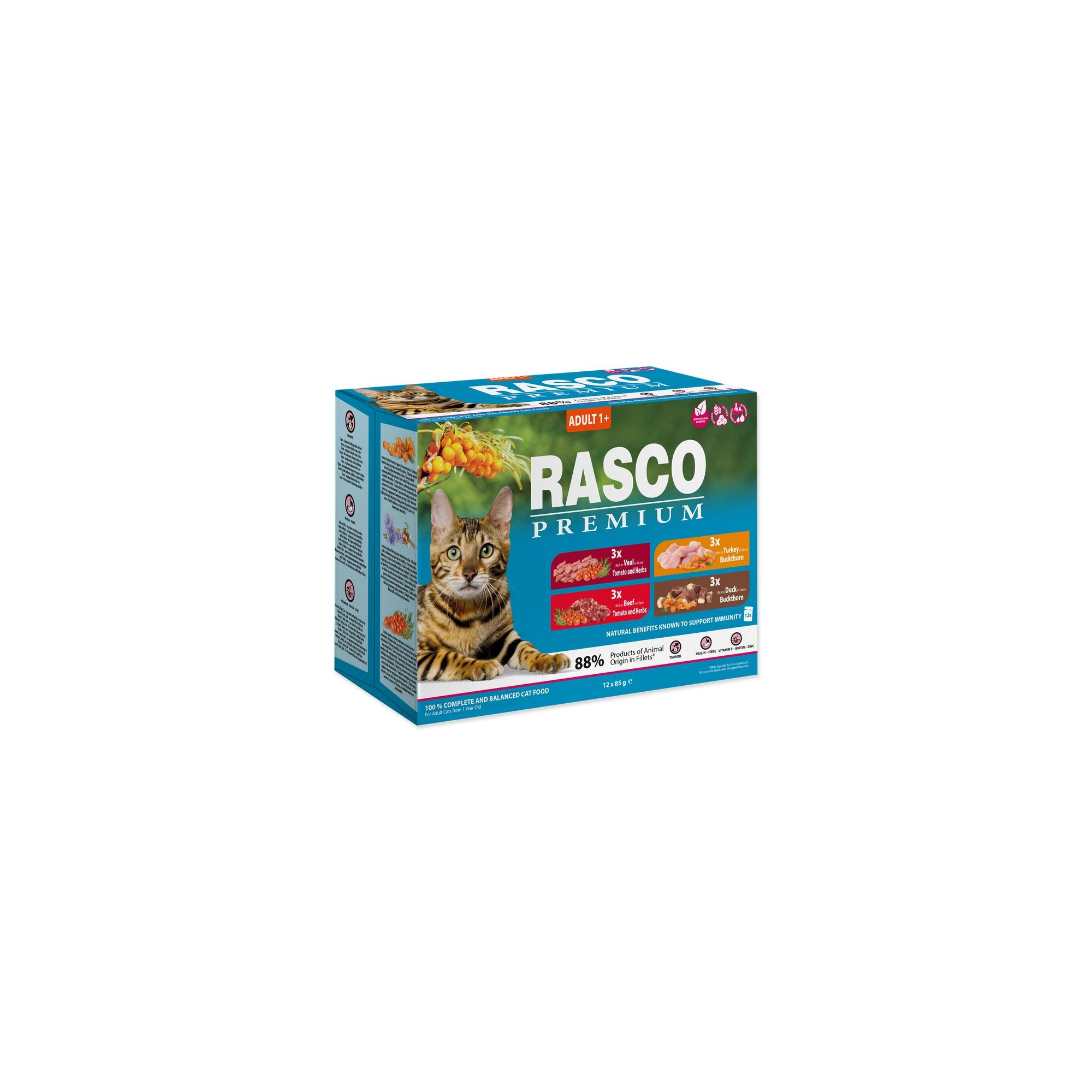Rasco Premium Cat Alutasak Multipack Adult Marha,Borjú,Pulyka,Kacsa 12x85g