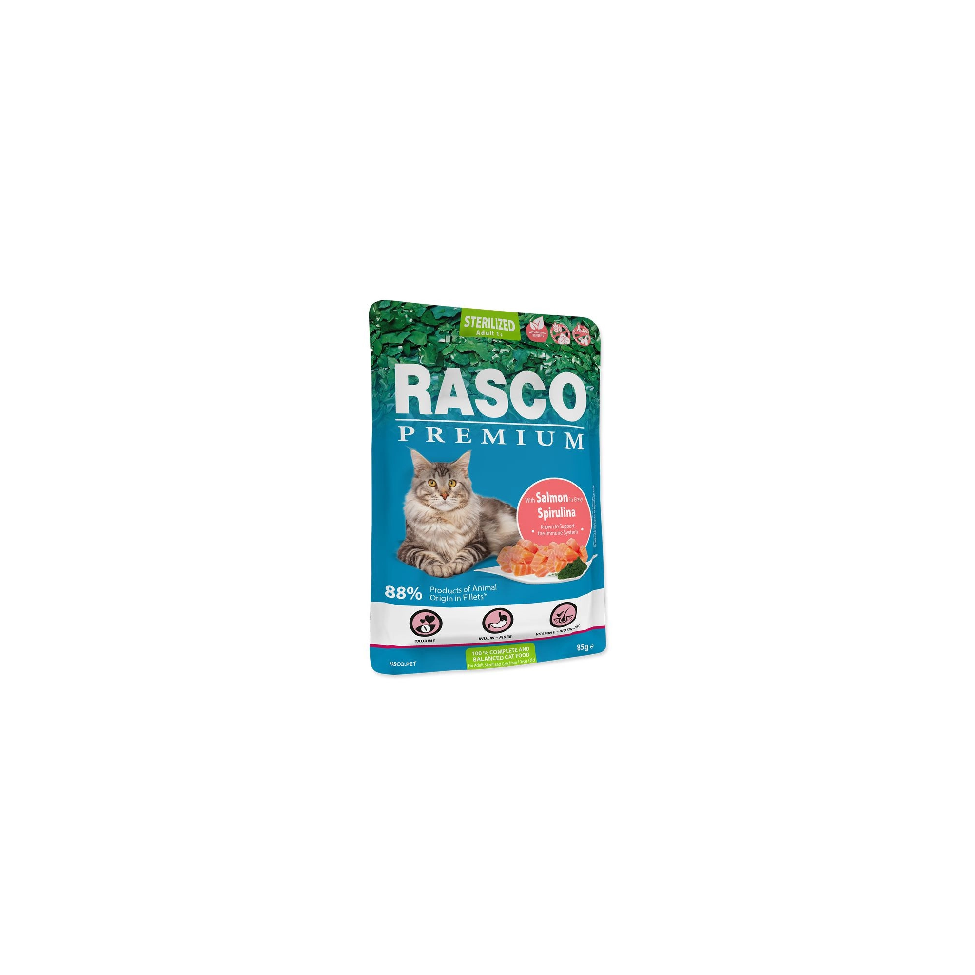 Rasco Premium Cat Alutasak Sterilized Lazac&Spirulina 85g