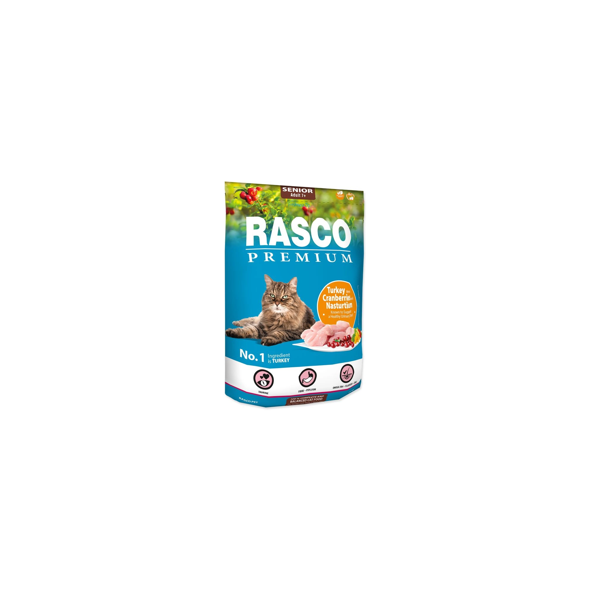 Rasco Premium Cat Senior Pulyka&Vörös áfonya,Vizitorma 400g