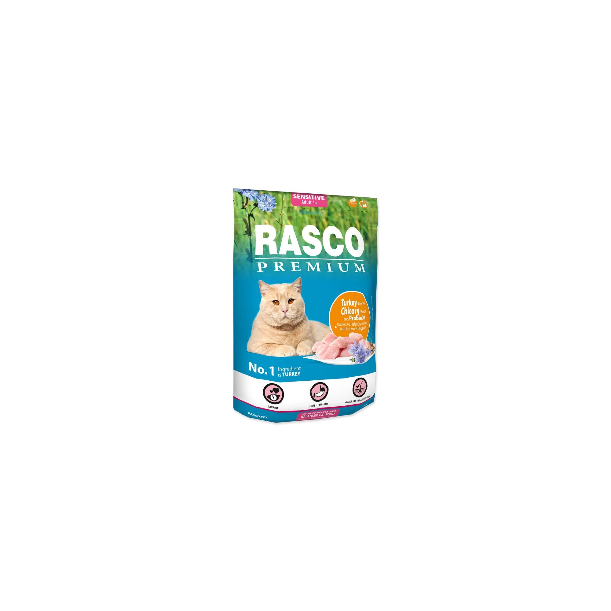 Rasco Premium Cat Sensitive Pulyka&Cikóriagyökér,Probiotikum 400g