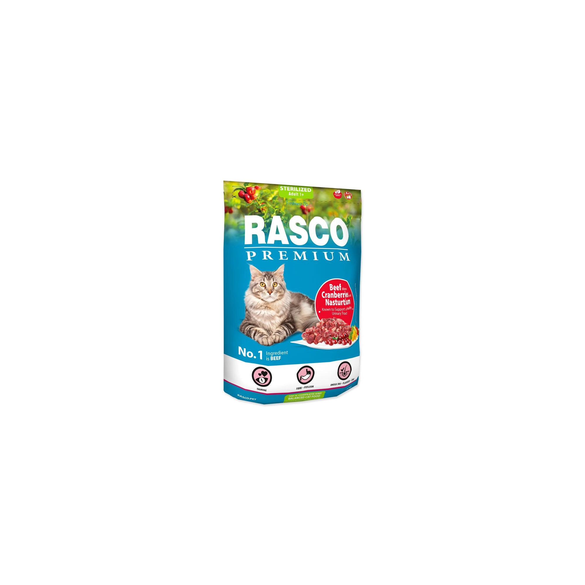 Rasco Premium Cat Sterilized Marha&Vörös áfonya,Vizitorma 400g