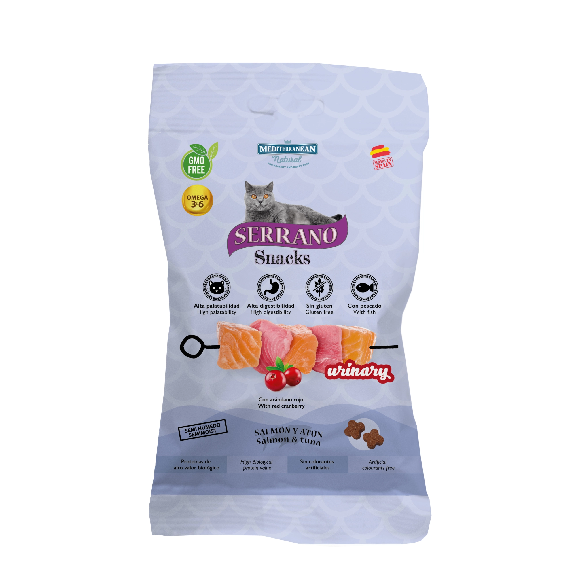 Serrano Snacks Macskáknak Urinary húgyutak egészséges működésére Lazaccal és Tonhallal 50g