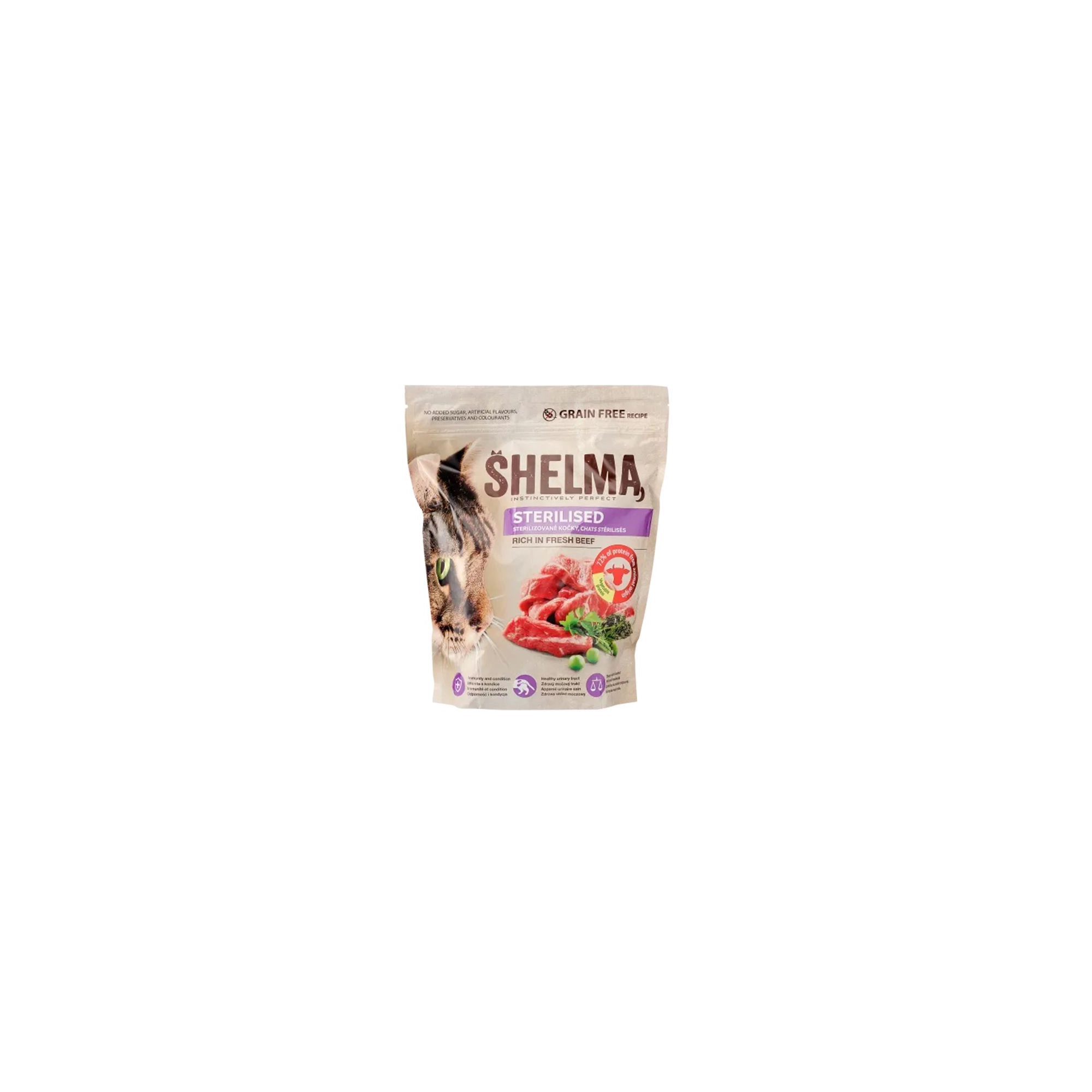 Shelma Száraz Steril Macskaeledel, Grain free 750g, Marha