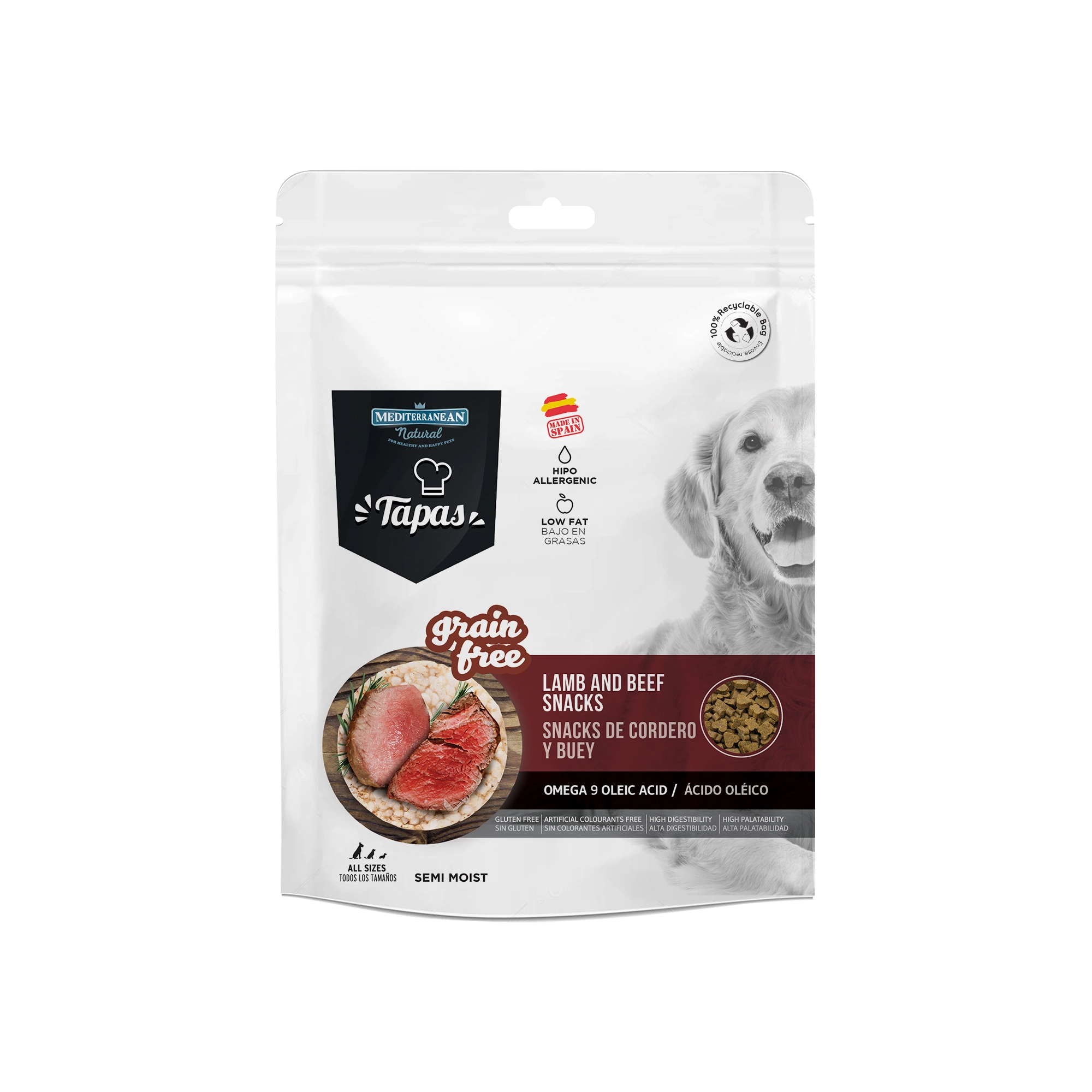 Tapas Gabonamentes Jutalomfalat Kutyáknak Bárányhússal és Marhahússal 150g