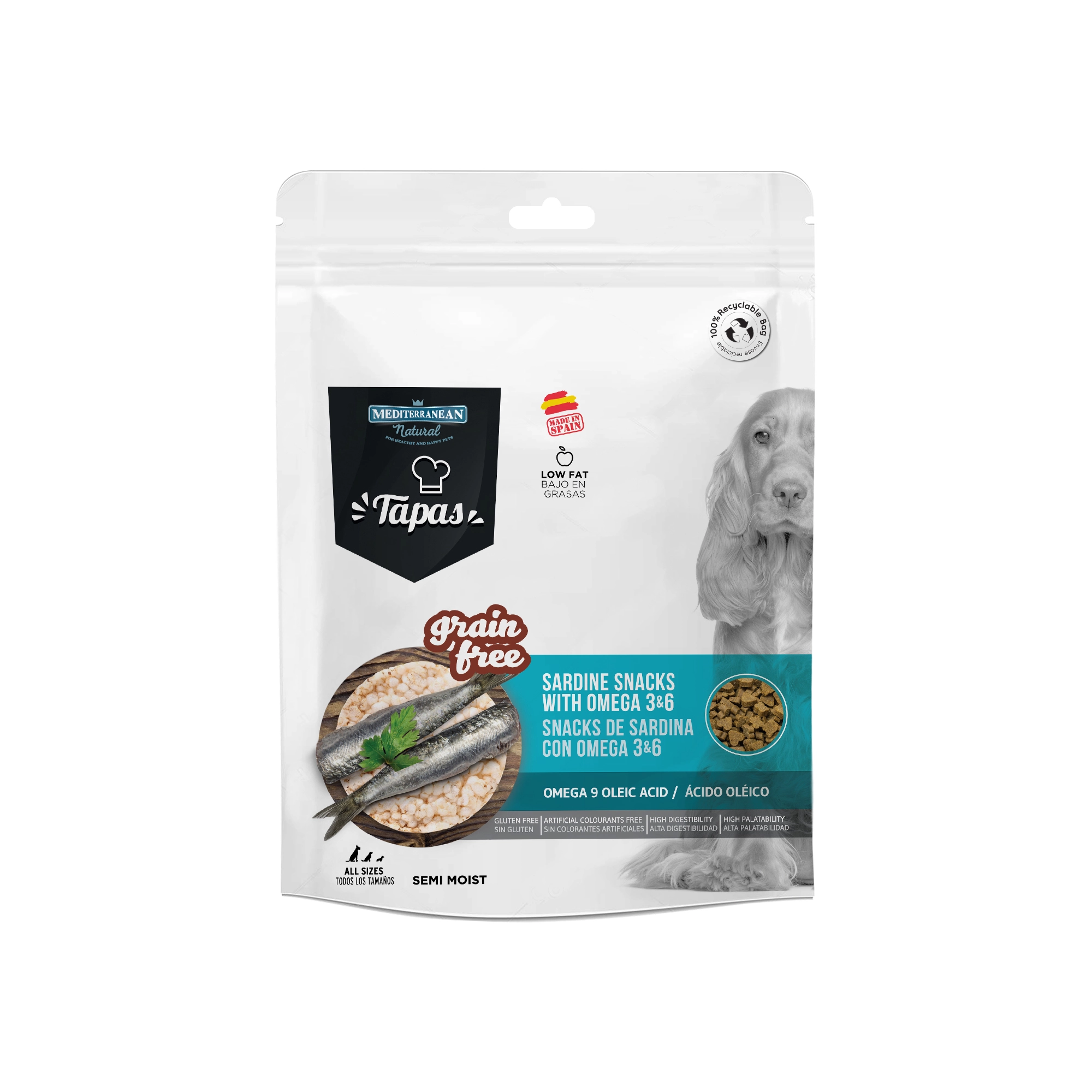 Tapas Gabonamentes Jutalomfalat Kutyáknak Szardíniával 150g