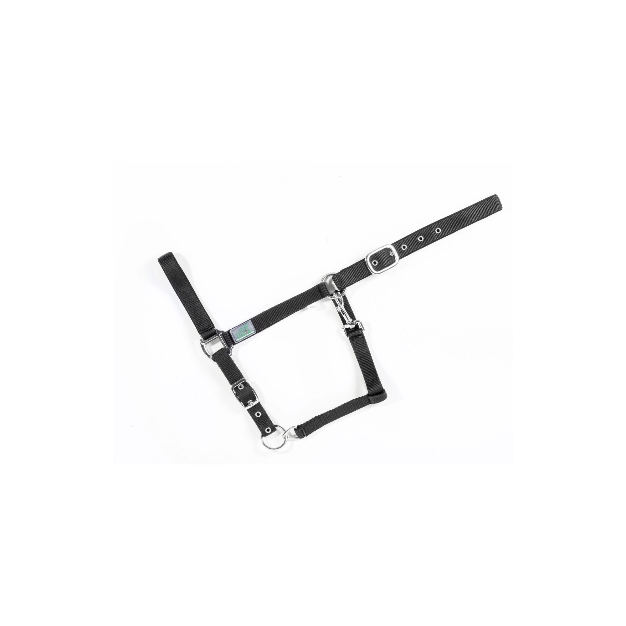 USG bélelt kötőfék, karabinerrel, fekete, full