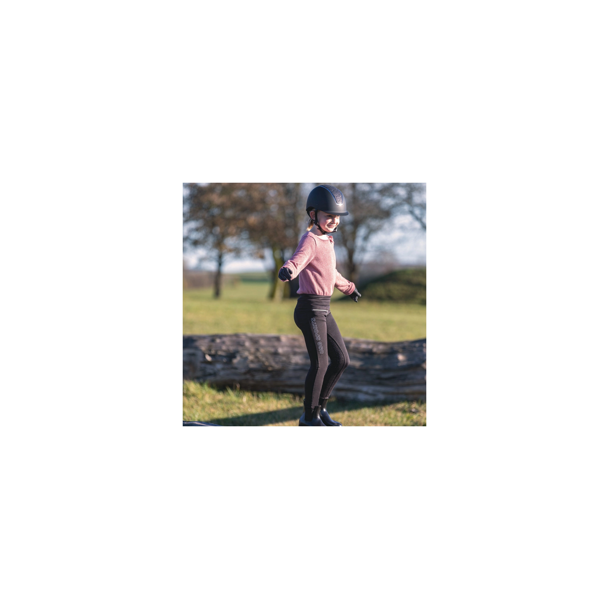 USG Lou lányka teliszilikonos lovaglóleggings, fekete, 140