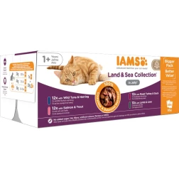 Iams Cat Delights alutasak Land & Sea Multipack Aszpikban nedves macskatáp 48x85g