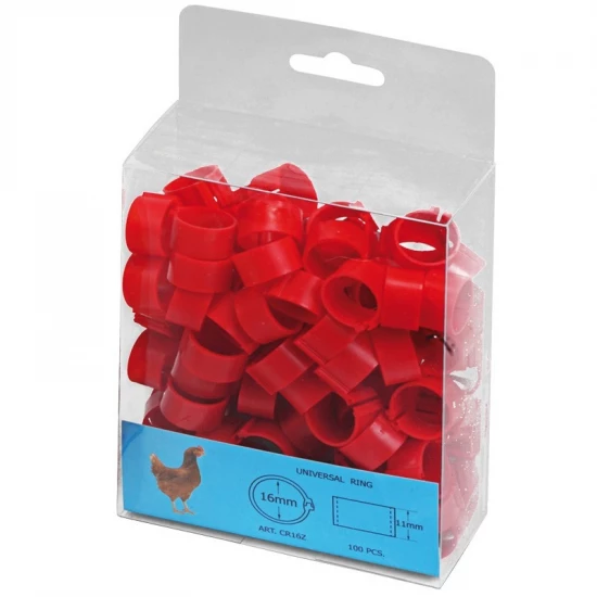 Baromfi Lábgyűrű 16mm piros 100 db.