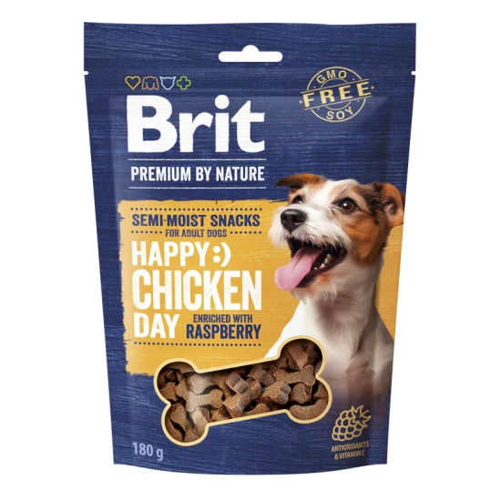 Brit Premium Happy Day Semi-Moist Snack Chicken, Raspberry - csirke málnával 10x180g