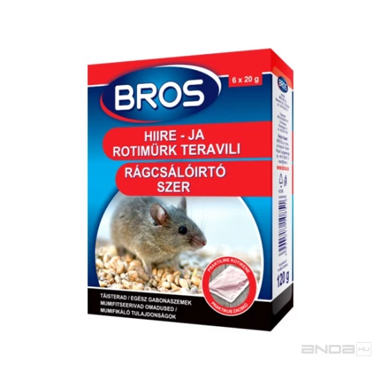 Bros Rágcsálóirtó szer 120 g, gabonaszemes 29 ppm