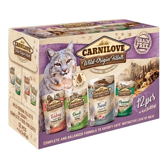 Carnilove Cat alutasak Multipack - pulyka,kacsa,pisztráng, fácán 12x85g